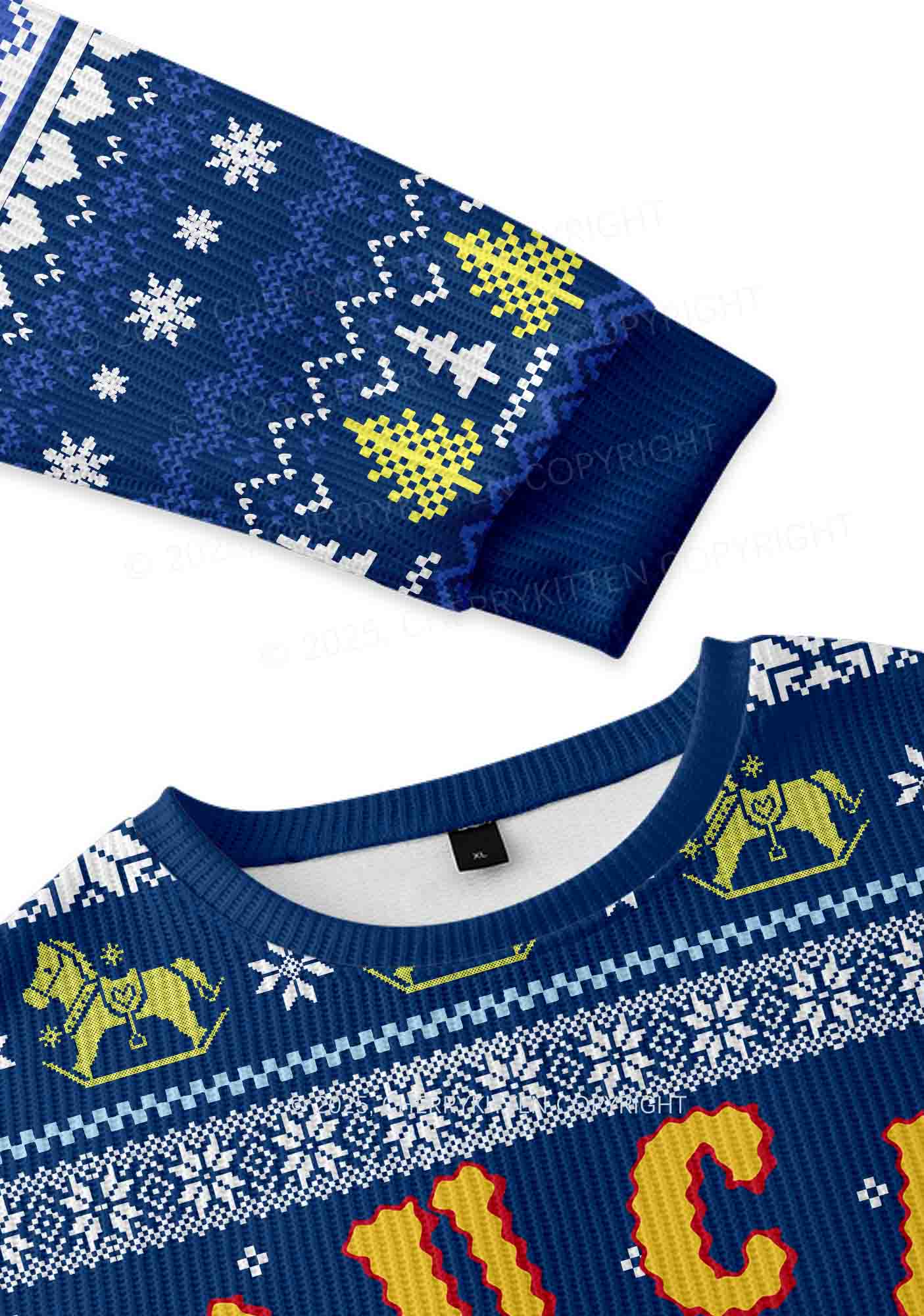 Fxxk The Police Bunny Y2K Christmas Knit Sweatshirt Cherrykitten - Image 3