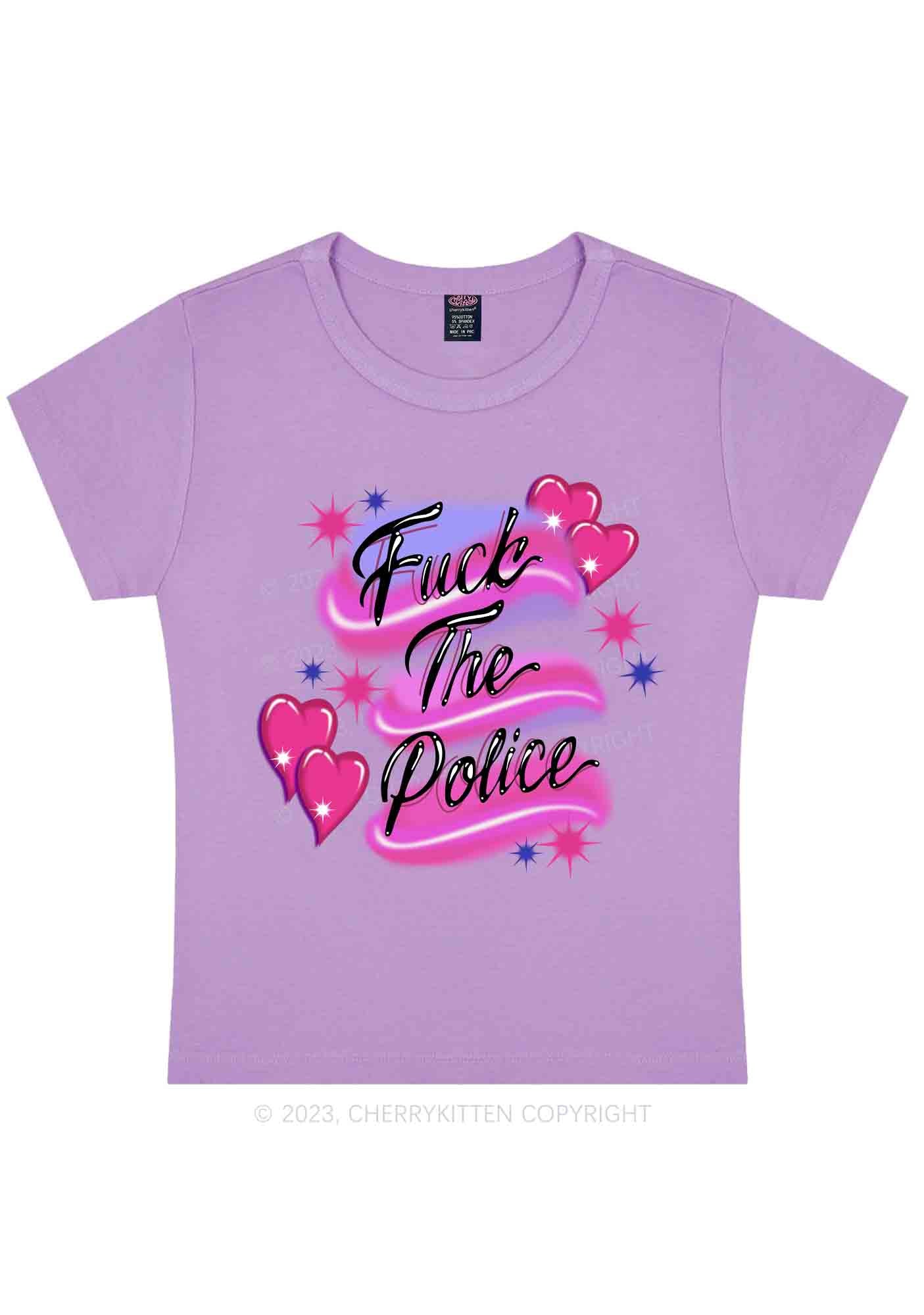 Fxxk The Police Flying Heart Y2K Baby Tee Cherrykitten - Image 4