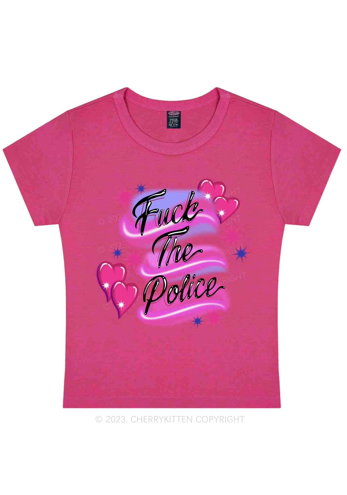 Fxxk The Police Flying Heart Y2K Baby Tee Cherrykitten - Image 5