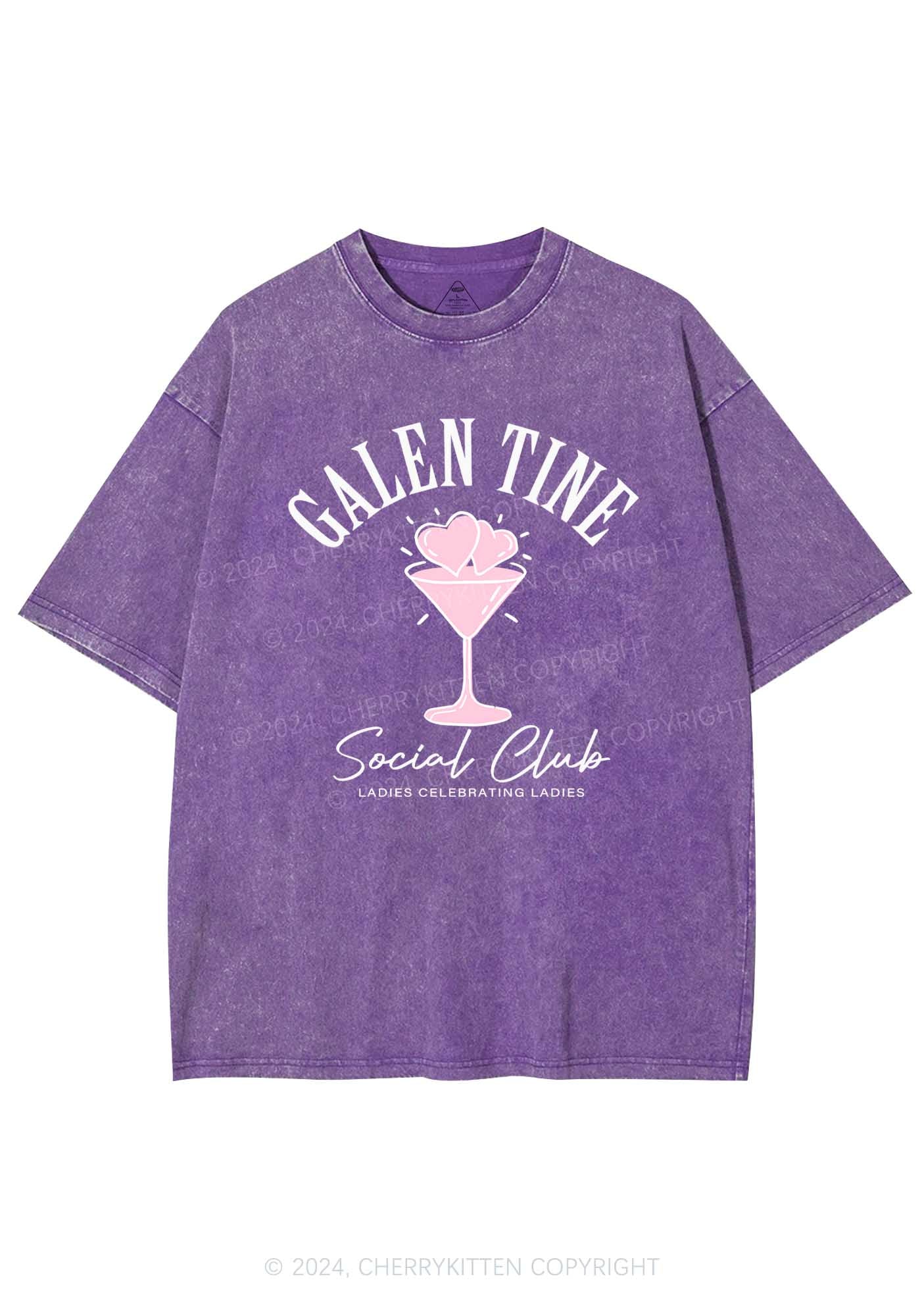 Galentine Social Club Y2K Valentine's Day Washed Tee Cherrykitten - Image 5