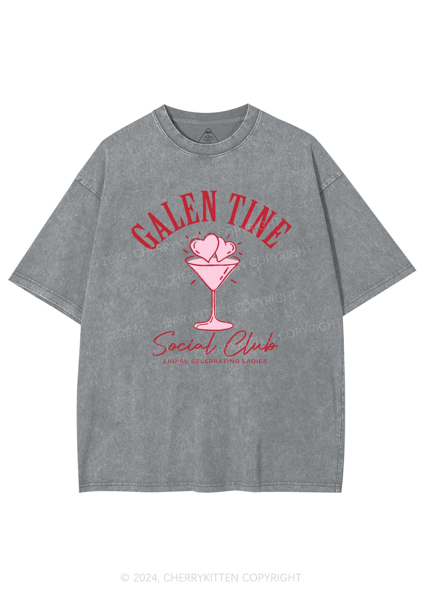 Galentine Social Club Y2K Valentine's Day Washed Tee Cherrykitten - Image 6