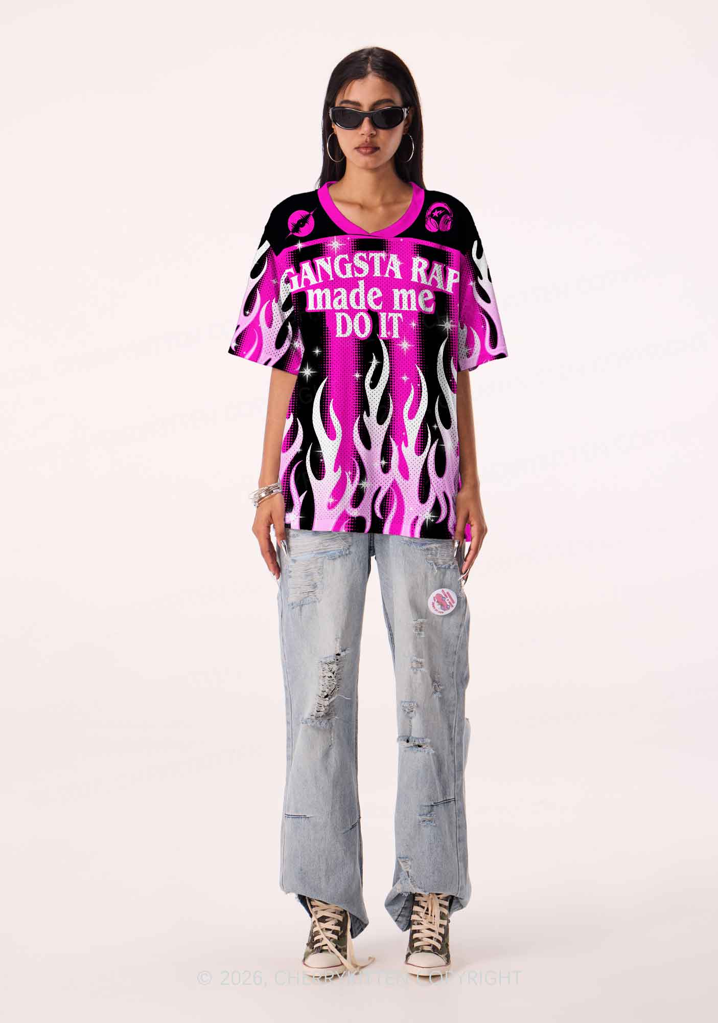Gangsta Rap Made Me Do It Y2K Sport Jersey Shirts Cherrykitten - Image 2