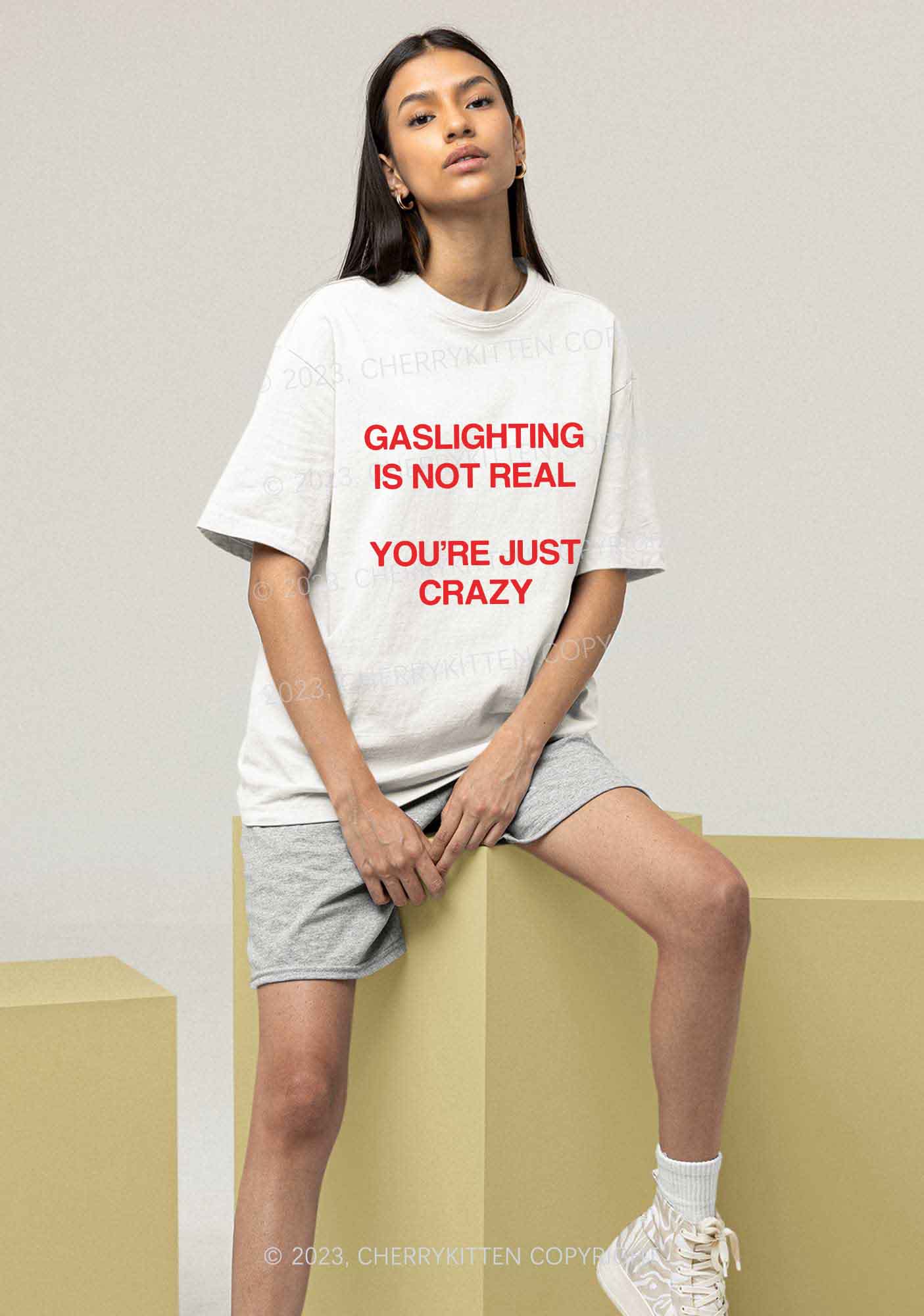 Gaslighting Not Real Y2K Chunky Shirt Cherrykitten - Image 2