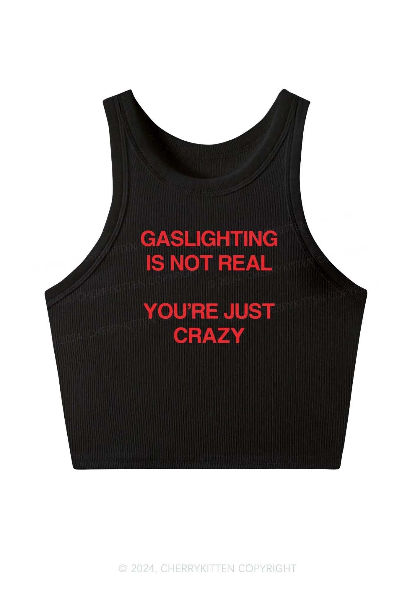 Gaslighting Not Real Y2K Crop Tank Top Cherrykitten - Image 3