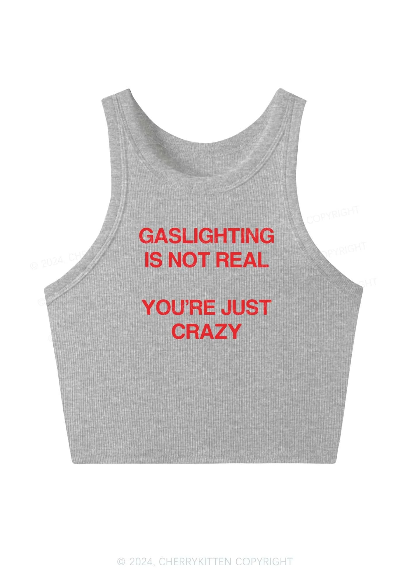 Gaslighting Not Real Y2K Crop Tank Top Cherrykitten - Image 4