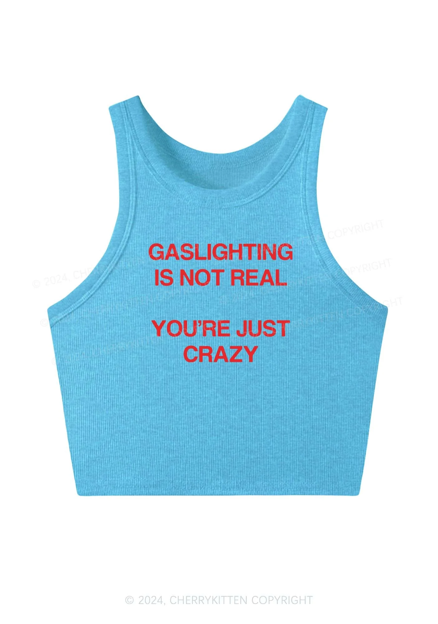 Gaslighting Not Real Y2K Crop Tank Top Cherrykitten - Image 5