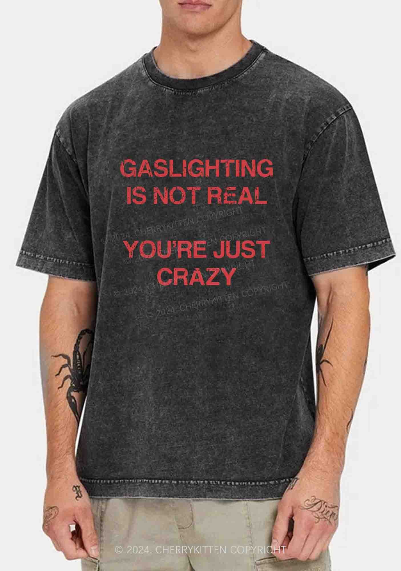 Gaslighting Not Real Y2K Washed Tee Cherrykitten - Image 2
