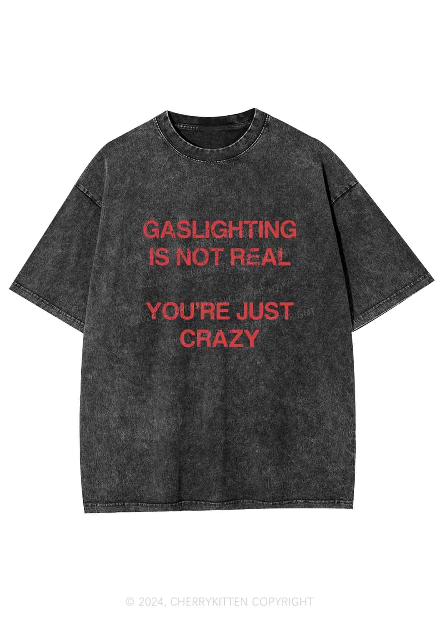Gaslighting Not Real Y2K Washed Tee Cherrykitten - Image 3