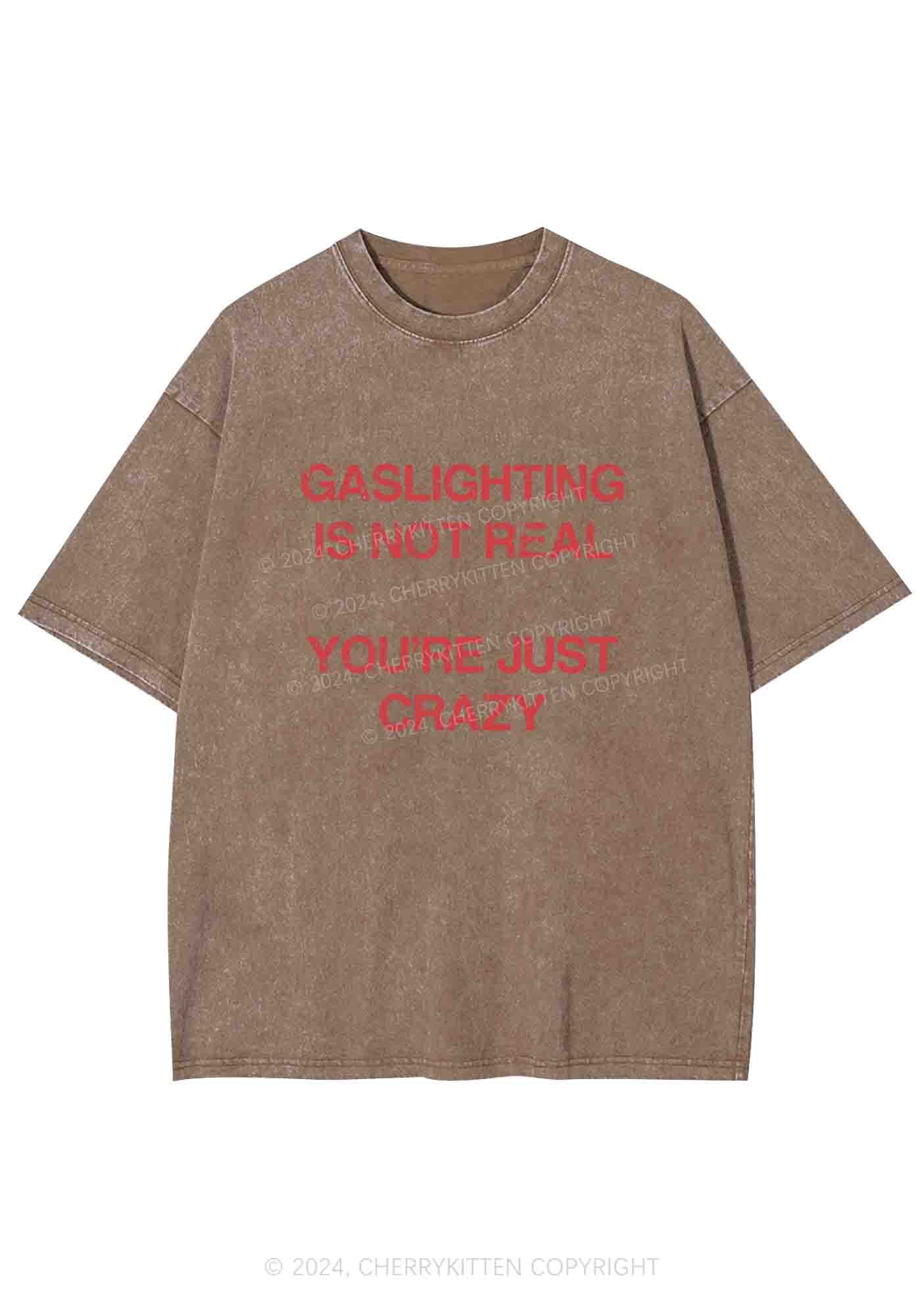 Gaslighting Not Real Y2K Washed Tee Cherrykitten - Image 6