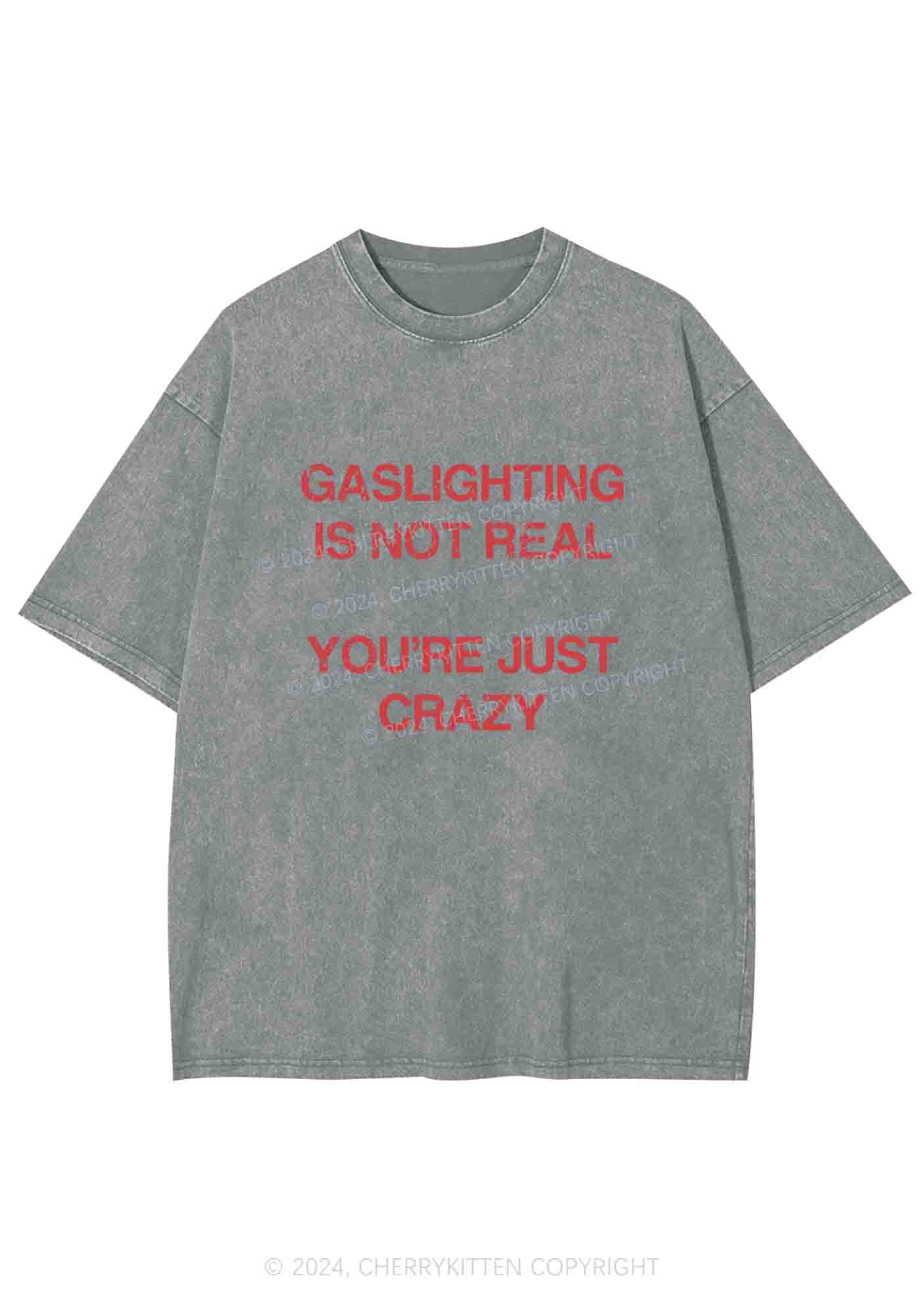 Gaslighting Not Real Y2K Washed Tee Cherrykitten - Image 7
