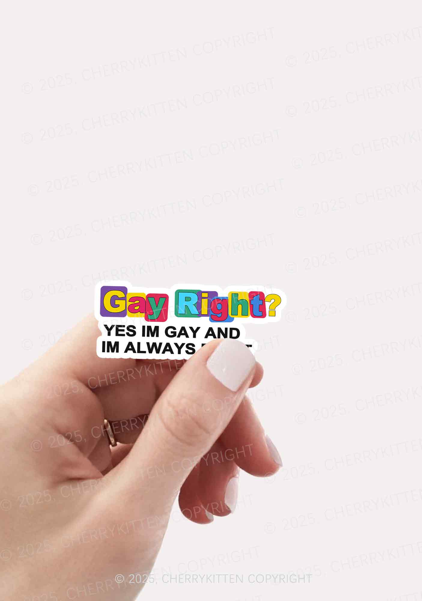 Gay Always Right Pride 1Pc Y2K Sticker Cherrykitten - Image 2