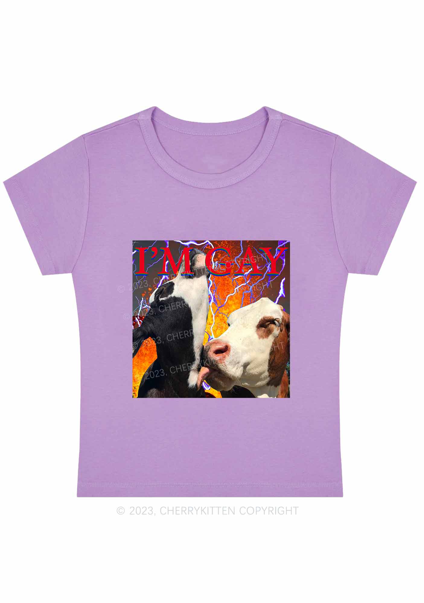 Gay Cow Play Y2K Baby Tee Cherrykitten - Image 4