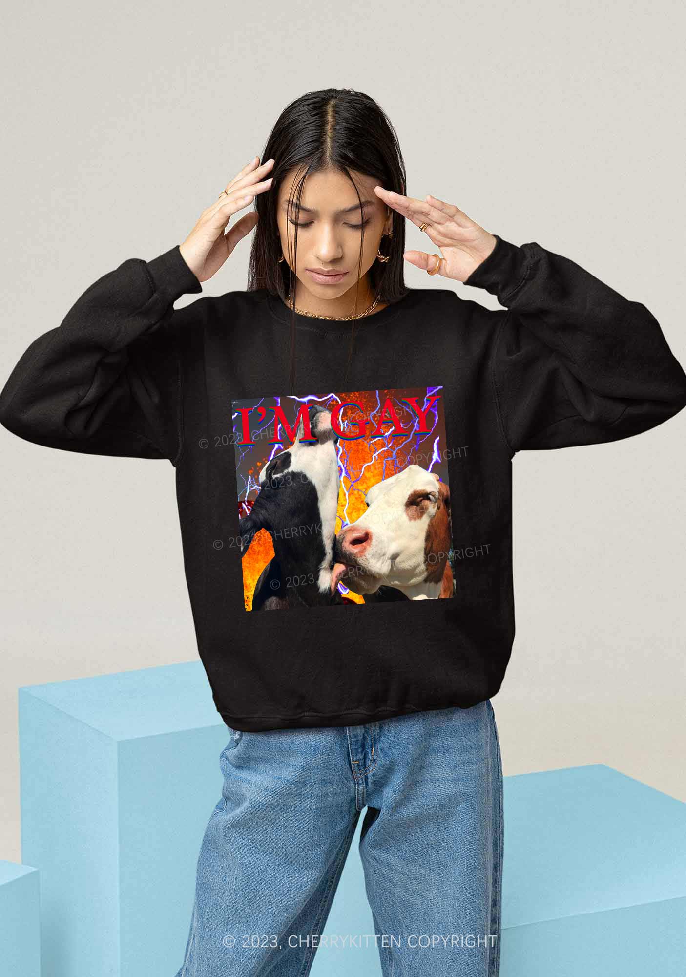 Gay Cow Play Y2K Sweatshirt Cherrykitten - Image 2