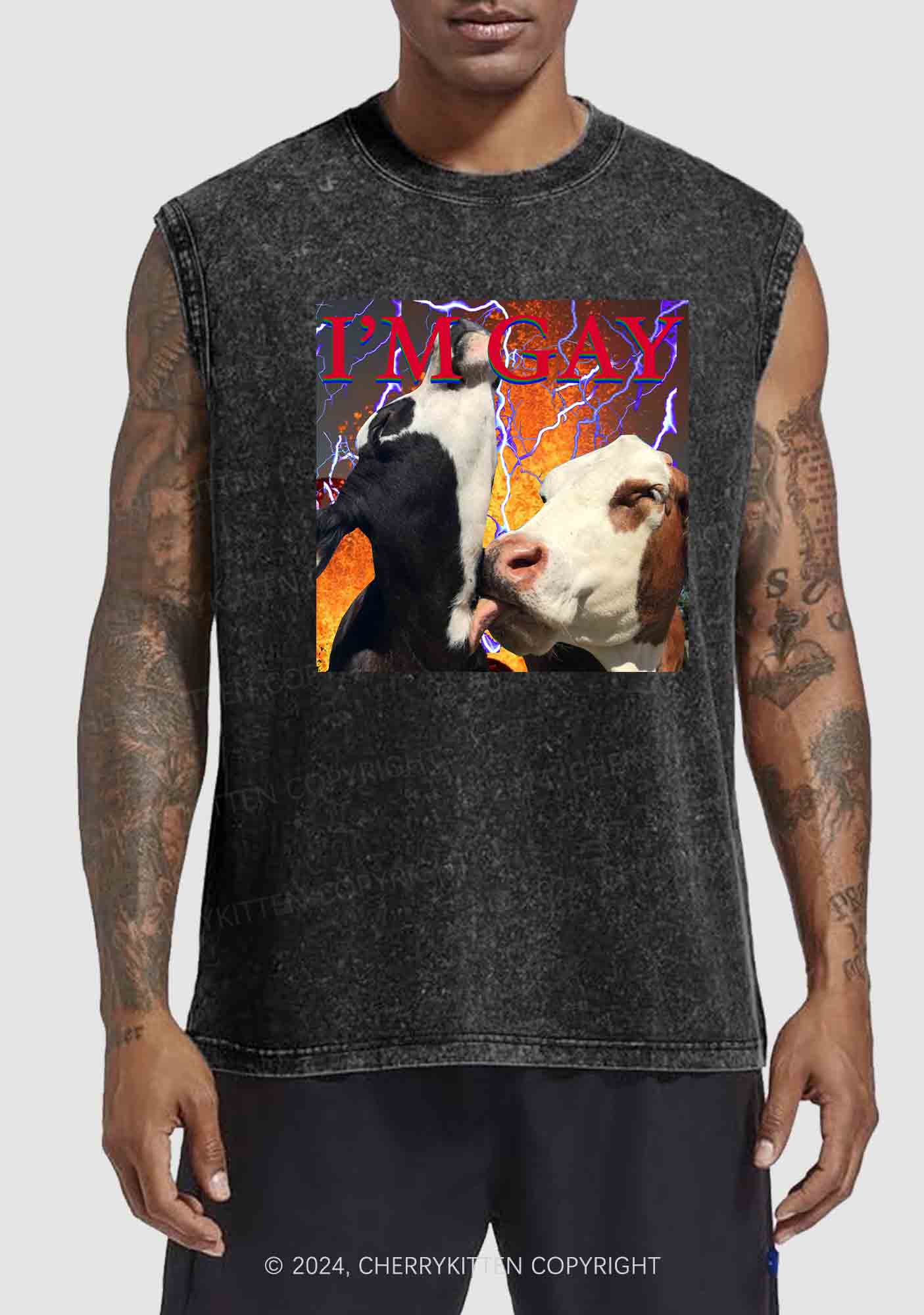 Gay Cow Play Y2K Washed Tank Cherrykitten - Image 2
