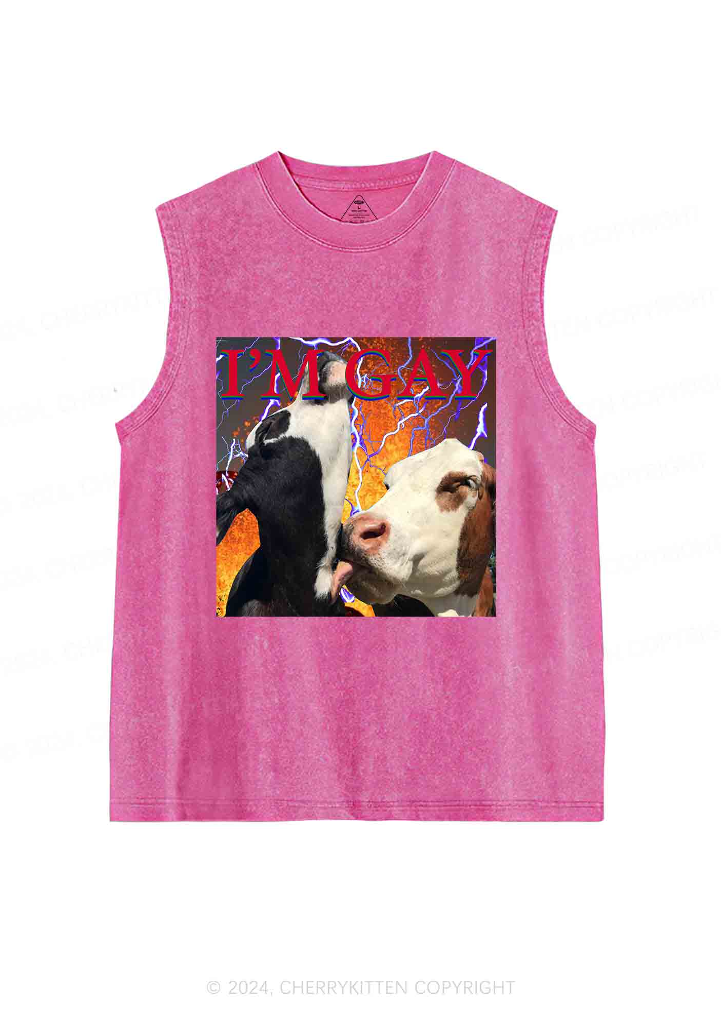 Gay Cow Play Y2K Washed Tank Cherrykitten - Image 3