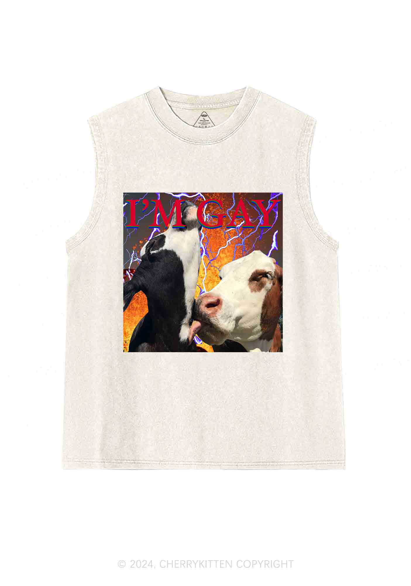 Gay Cow Play Y2K Washed Tank Cherrykitten - Image 4