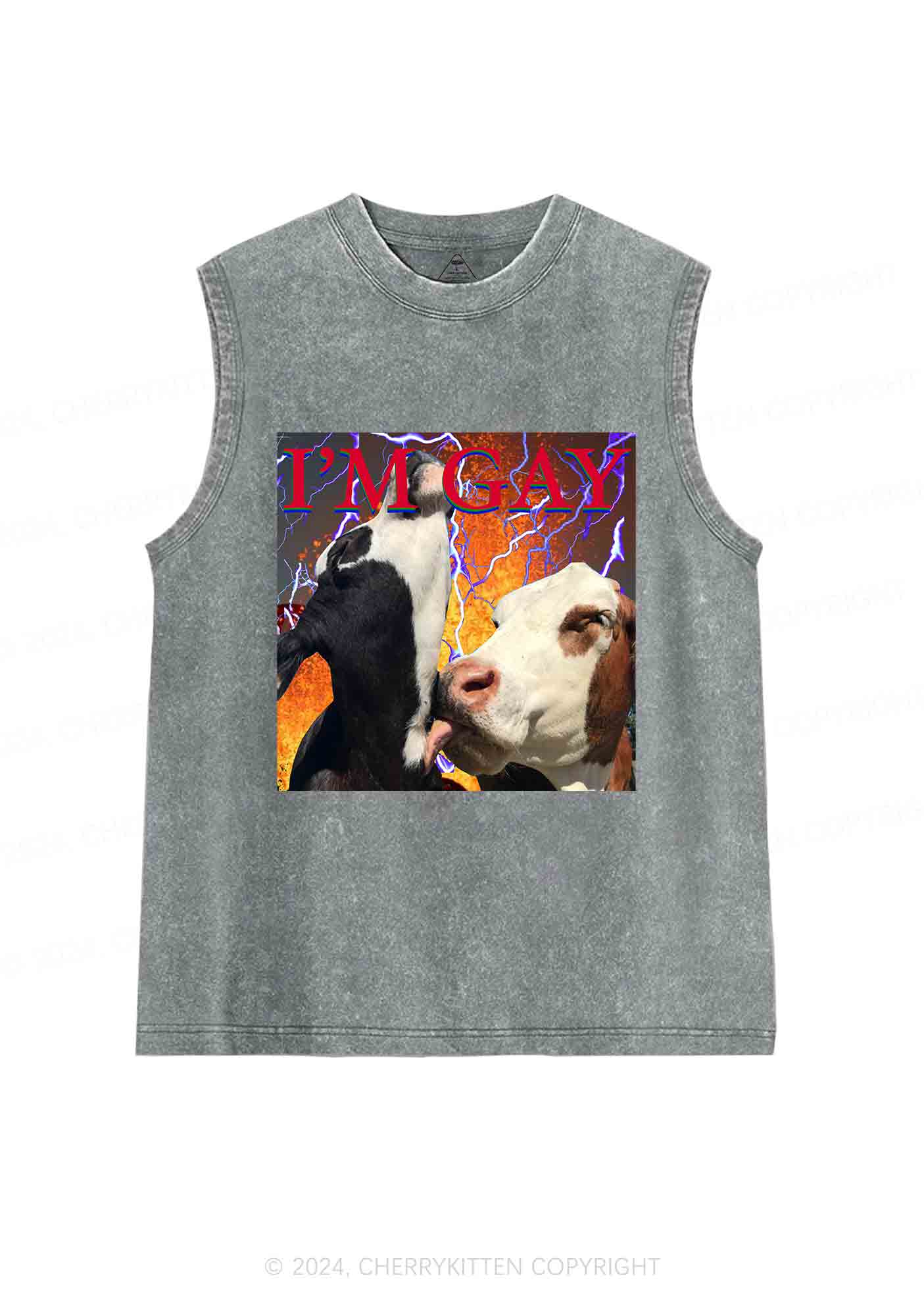 Gay Cow Play Y2K Washed Tank Cherrykitten - Image 5