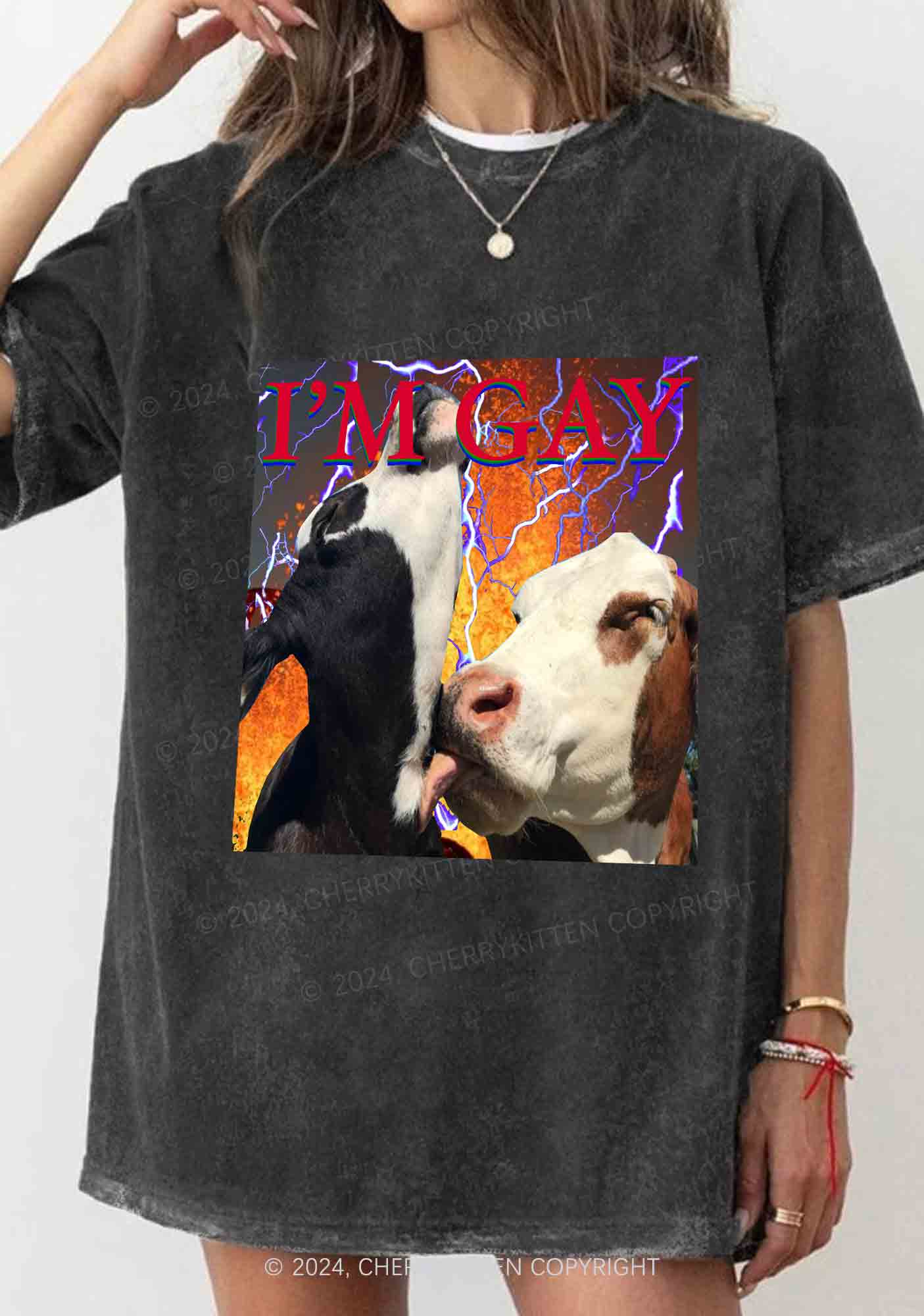 Gay Cow Play Y2K Washed Tee Cherrykitten - Image 2