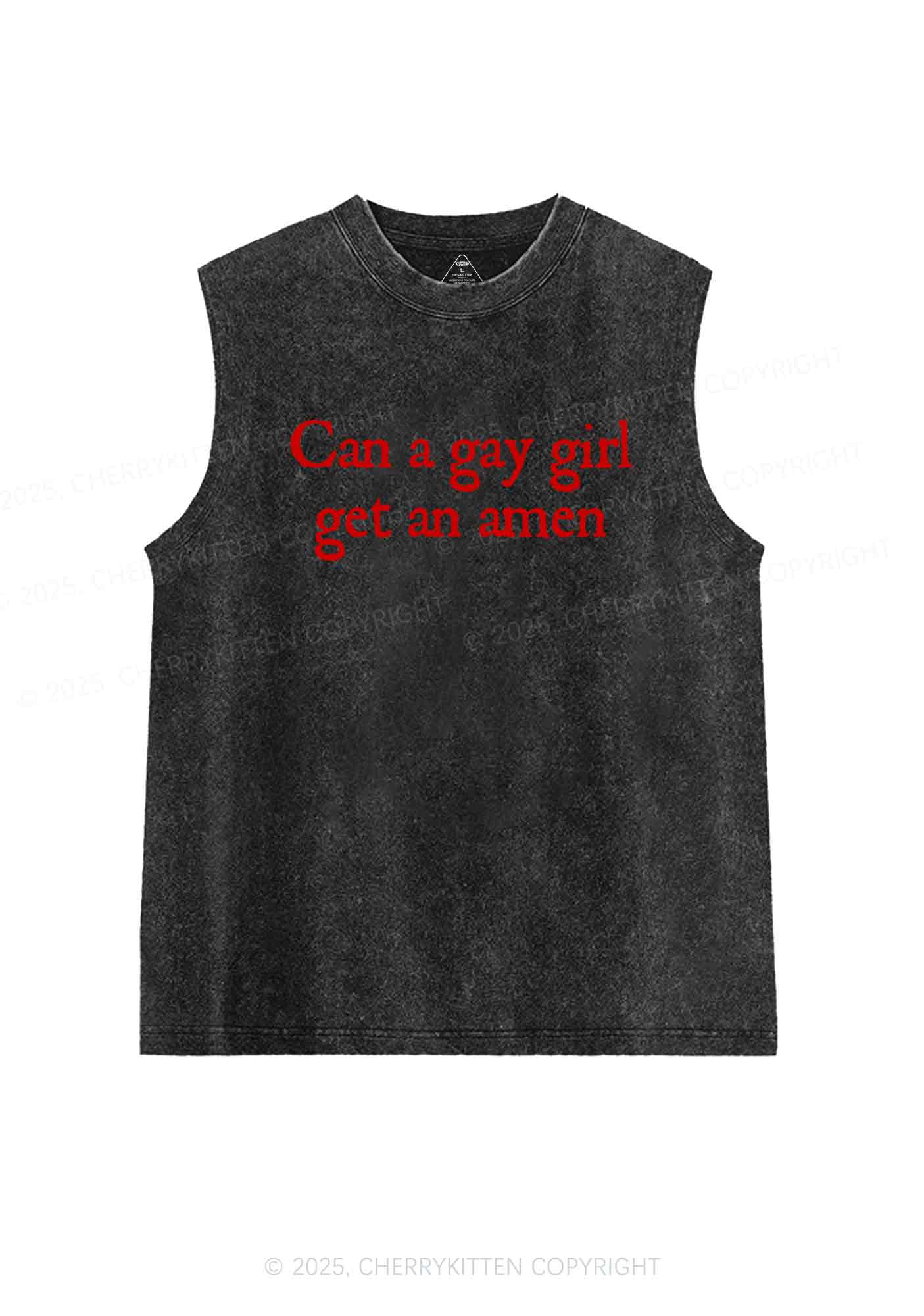 Gay Girl Get Amen Y2K Washed Tank Cherrykitten - Image 3