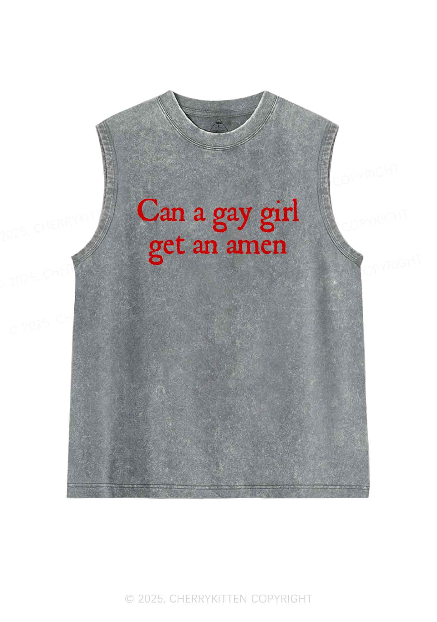 Gay Girl Get Amen Y2K Washed Tank Cherrykitten - Image 5