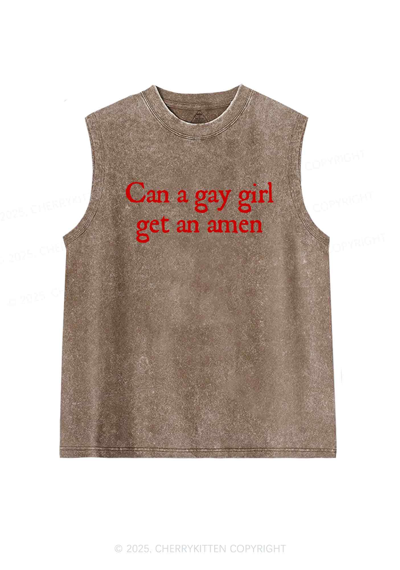 Gay Girl Get Amen Y2K Washed Tank Cherrykitten - Image 6