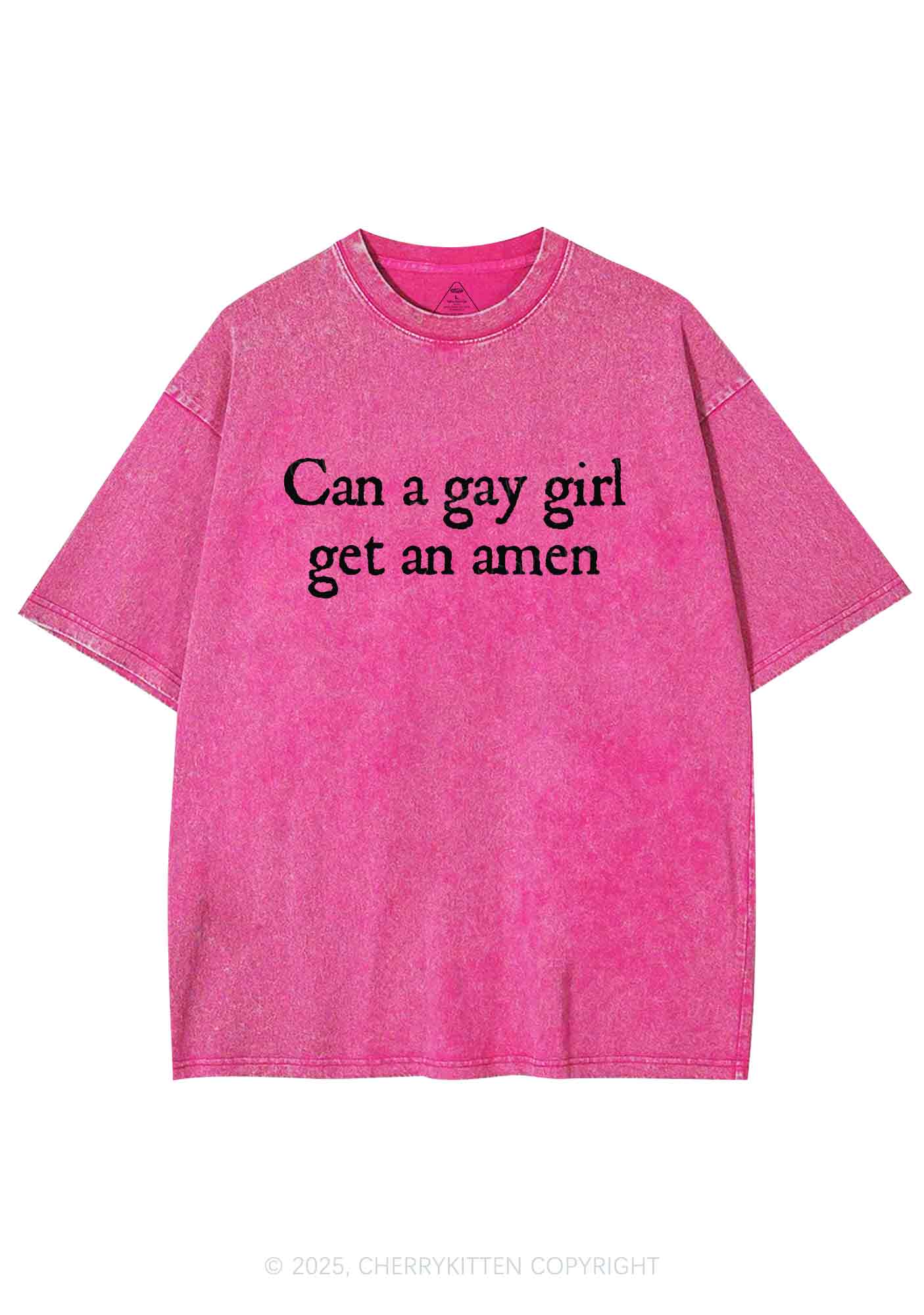 Gay Girl Get Amen Y2K Washed Tee Cherrykitten - Image 4
