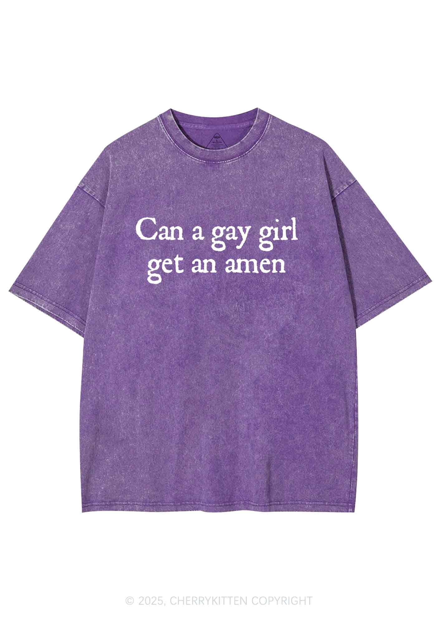 Gay Girl Get Amen Y2K Washed Tee Cherrykitten - Image 5