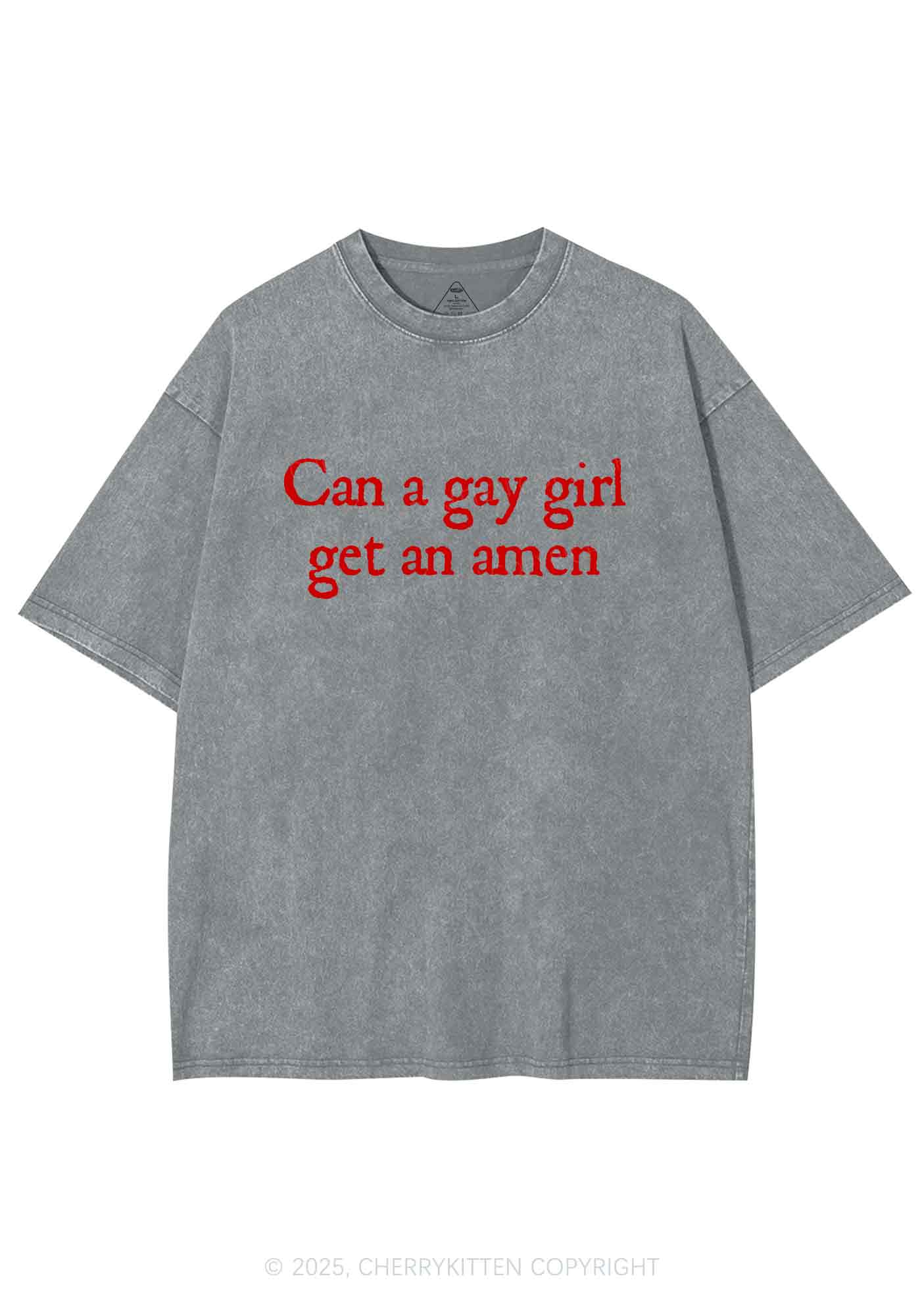 Gay Girl Get Amen Y2K Washed Tee Cherrykitten - Image 6