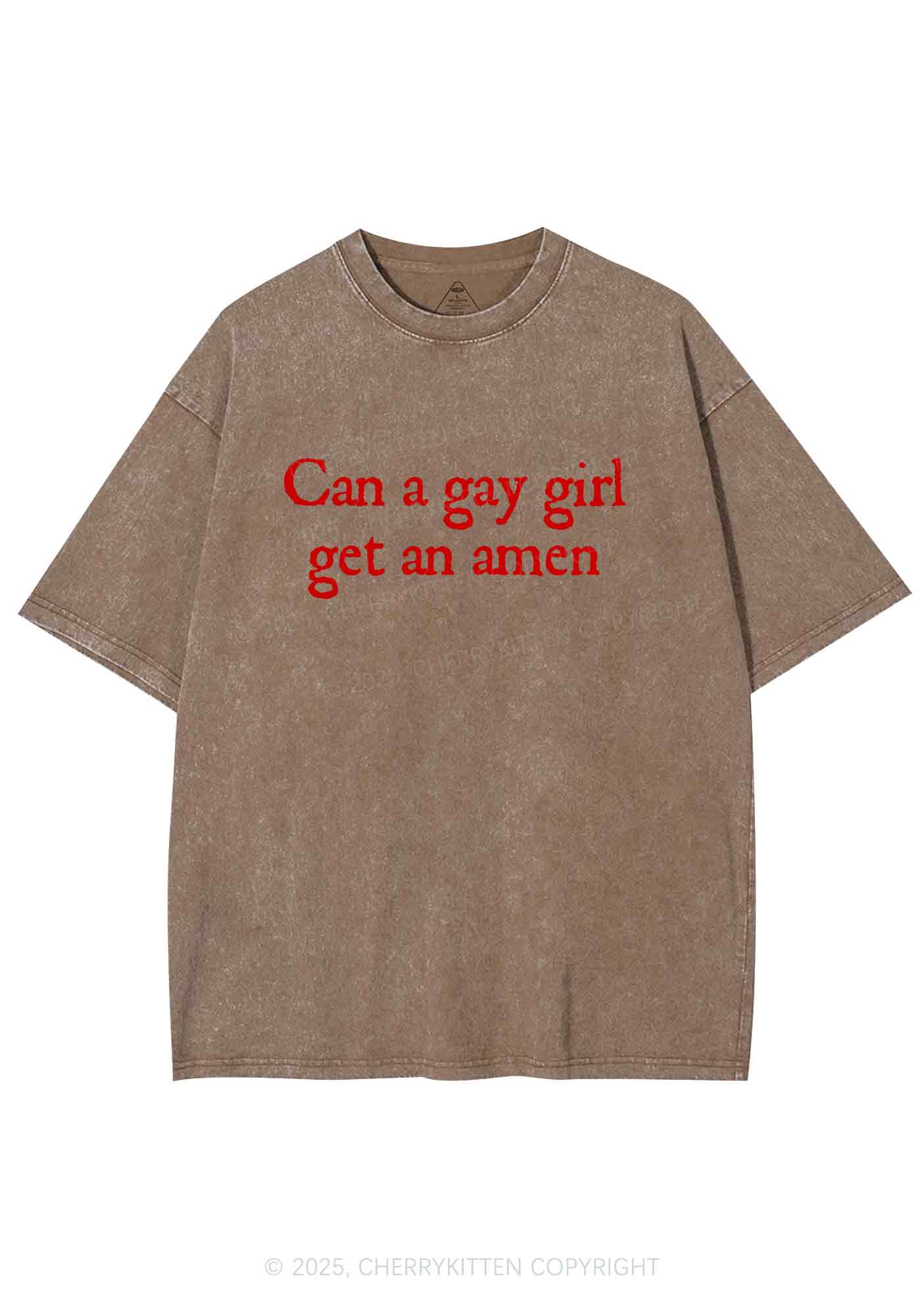 Gay Girl Get Amen Y2K Washed Tee Cherrykitten - Image 7