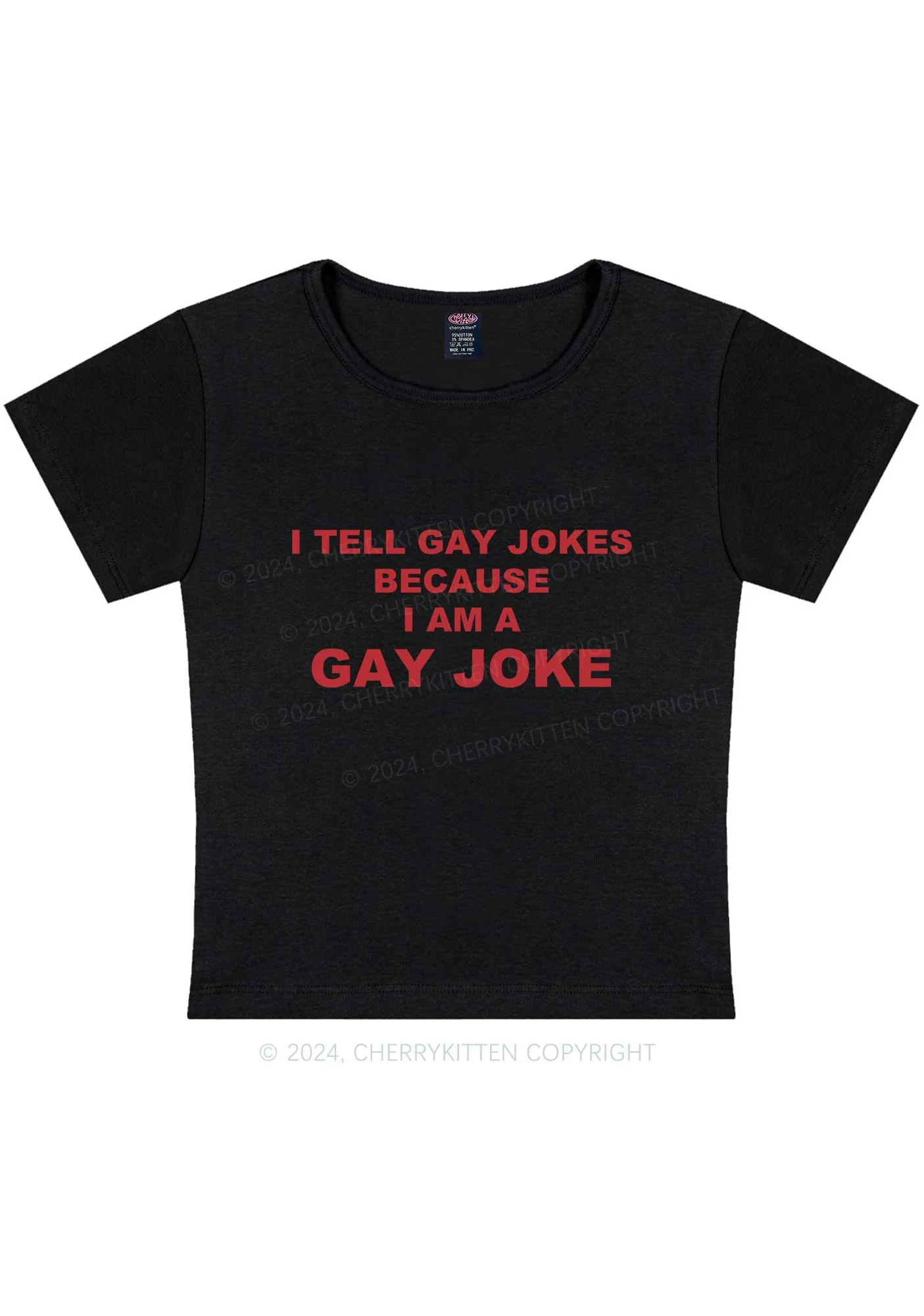 Gay Joke Y2K Baby Tee Cherrykitten - Image 6