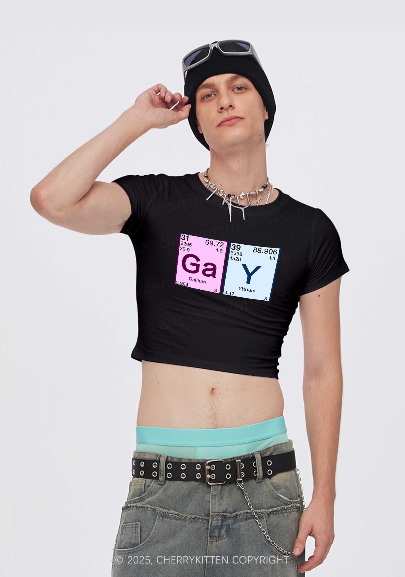 Gay Periodic Table Elements Pride Y2K Baby Tee Cherrykitten - Image 2