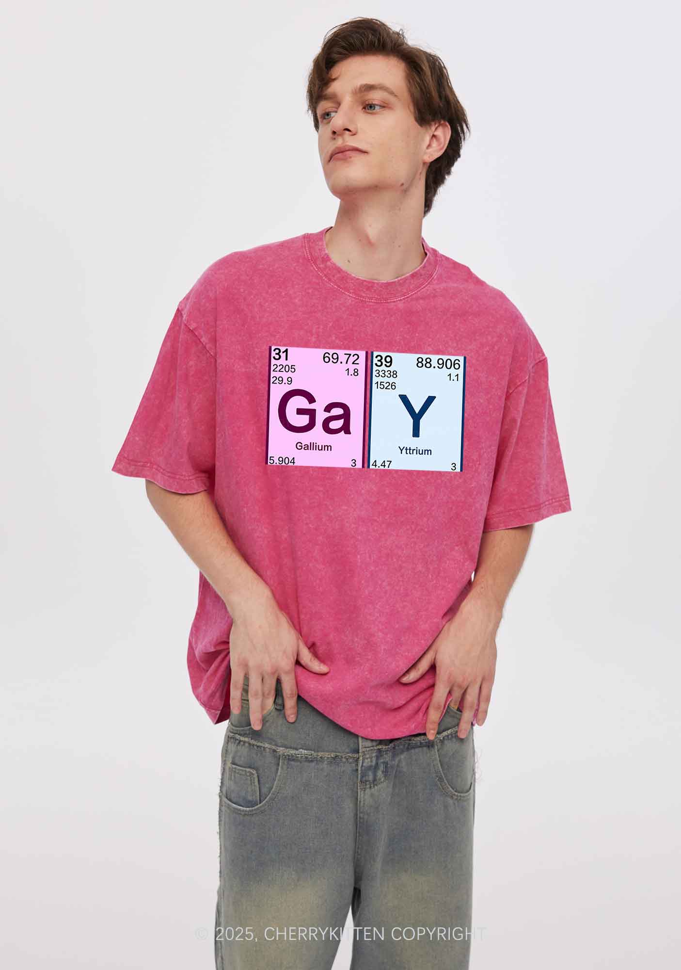 Gay Periodic Table Elements Pride Y2K Shirts Washed Tee Cherrykitten - Image 2
