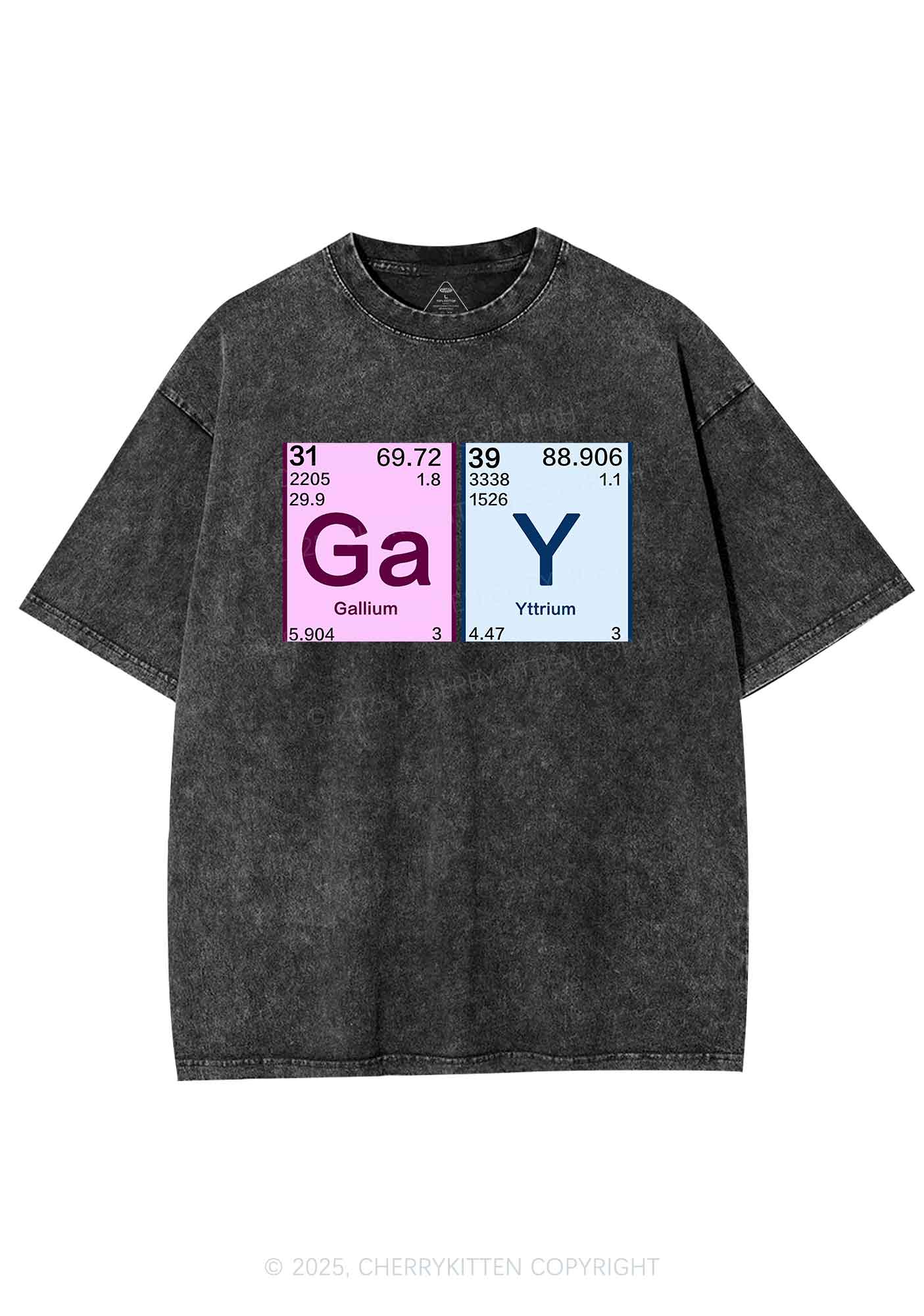Gay Periodic Table Elements Pride Y2K Shirts Washed Tee Cherrykitten - Image 3
