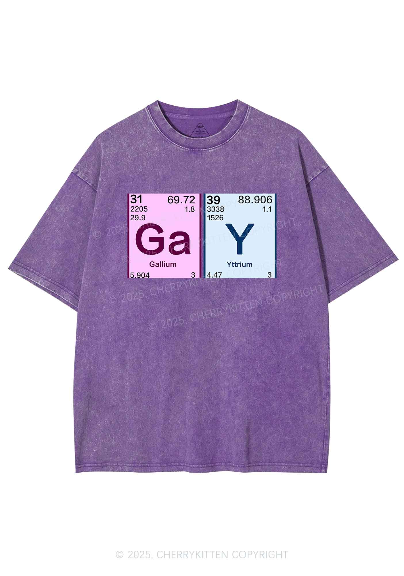 Gay Periodic Table Elements Pride Y2K Shirts Washed Tee Cherrykitten - Image 4