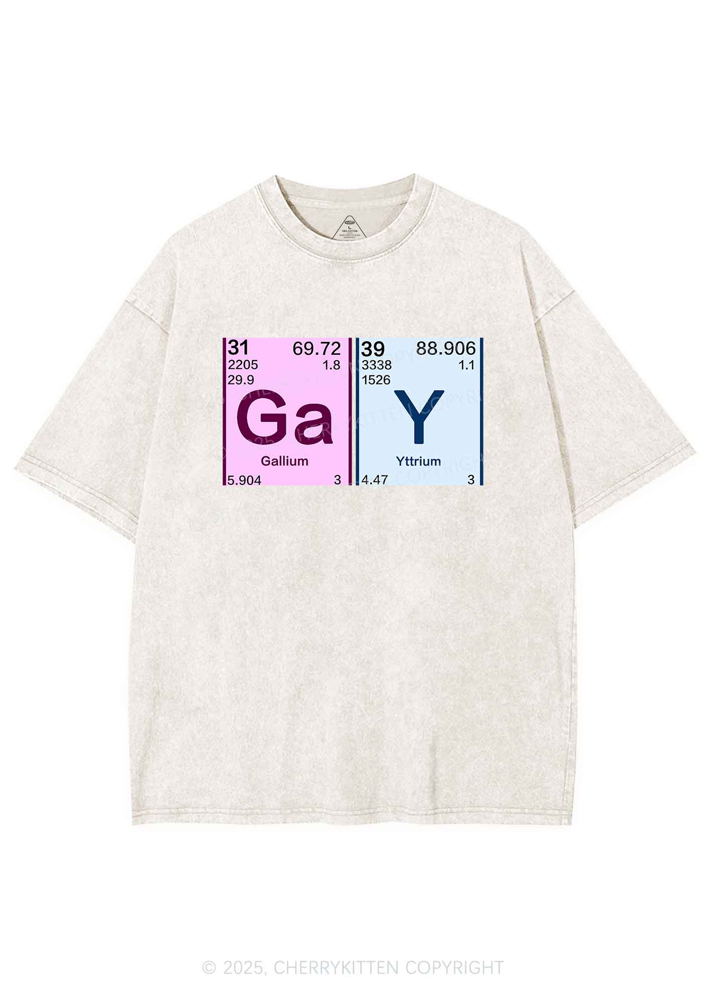 Gay Periodic Table Elements Pride Y2K Shirts Washed Tee Cherrykitten - Image 5