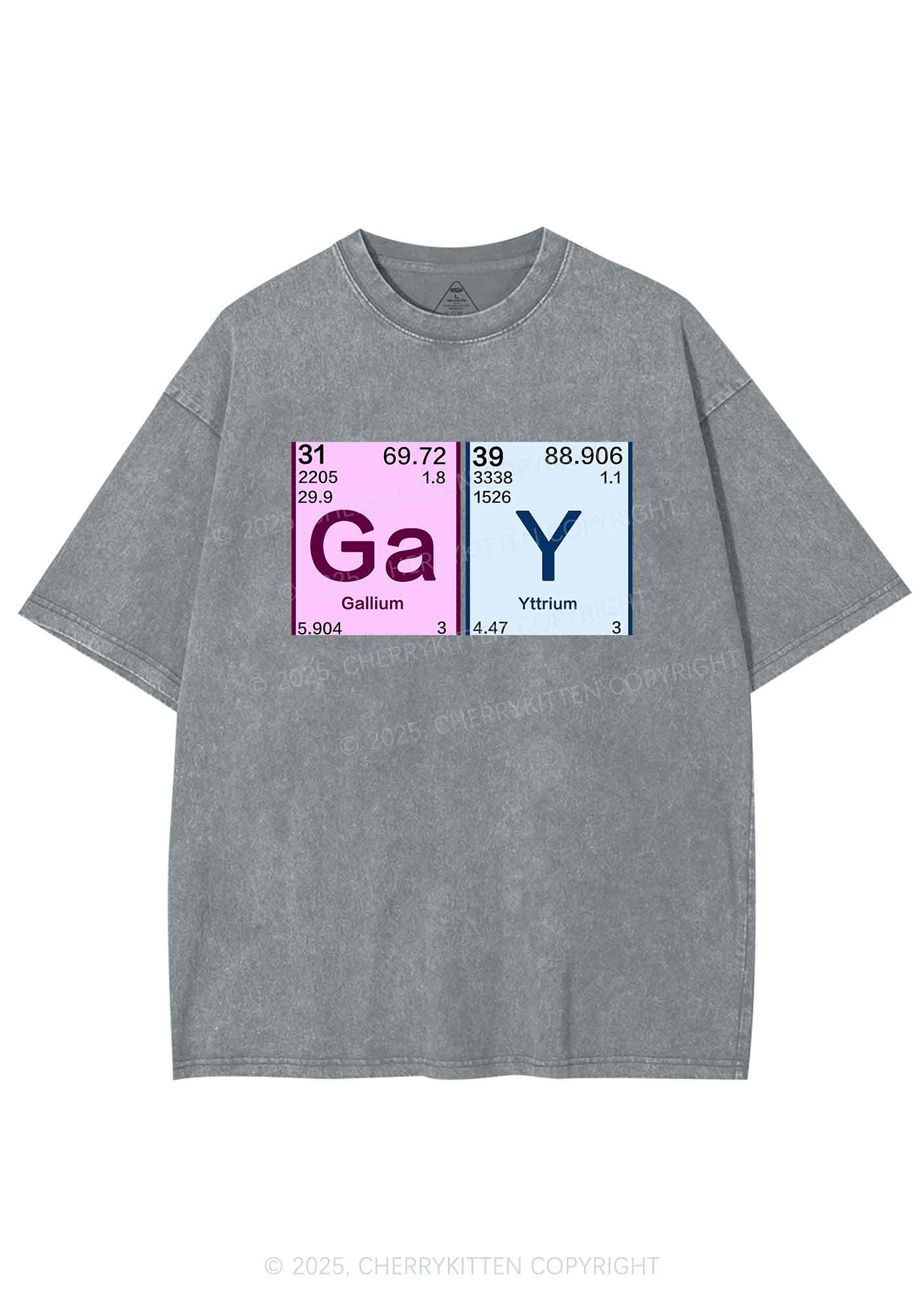 Gay Periodic Table Elements Pride Y2K Shirts Washed Tee Cherrykitten - Image 6