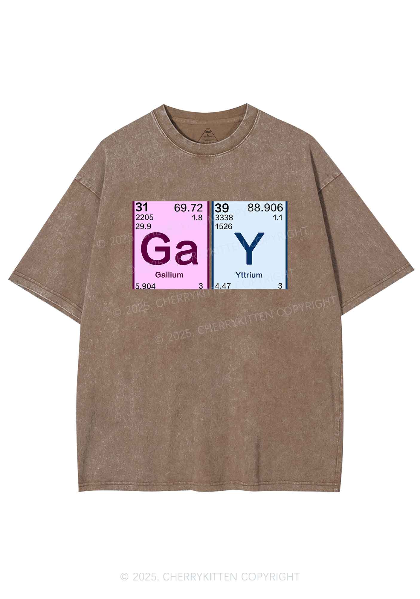 Gay Periodic Table Elements Pride Y2K Shirts Washed Tee Cherrykitten - Image 7