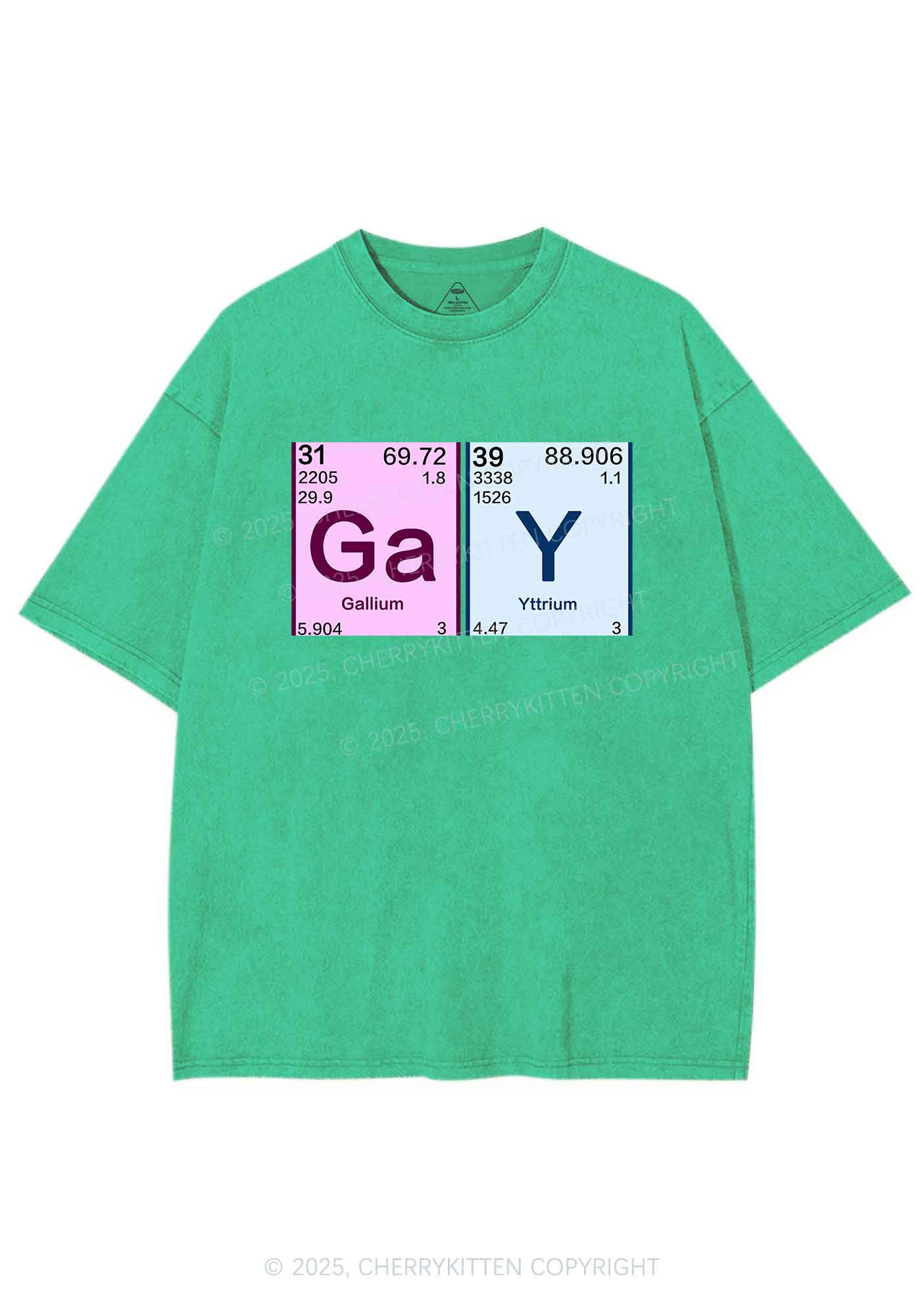 Gay Periodic Table Elements Pride Y2K Shirts Washed Tee Cherrykitten - Image 8