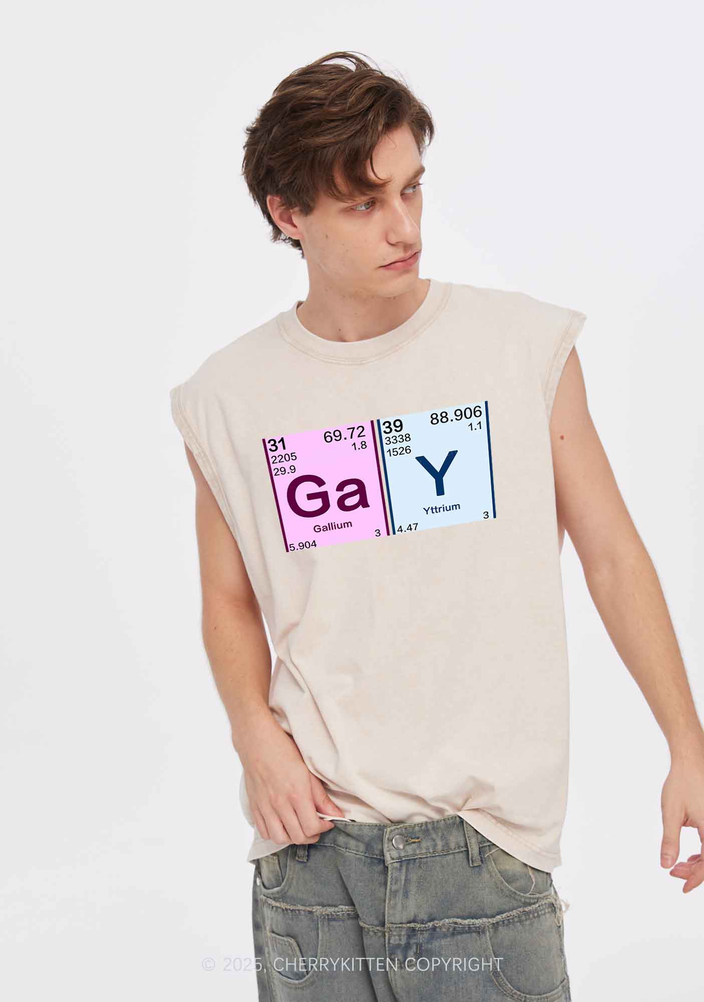 Gay Periodic Table Elements Pride Y2K Washed Muscle Tank Cherrykitten - Image 2