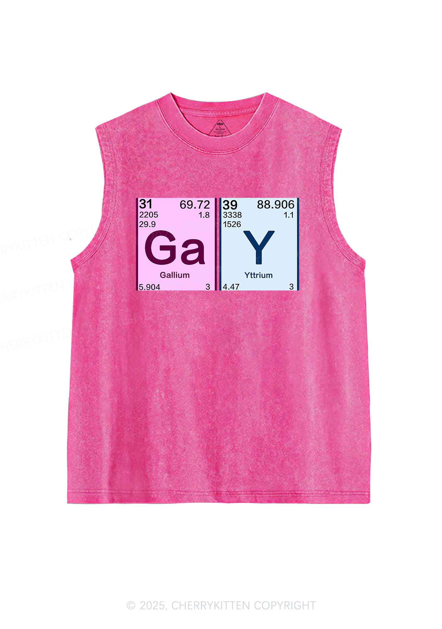 Gay Periodic Table Elements Pride Y2K Washed Muscle Tank Cherrykitten - Image 3