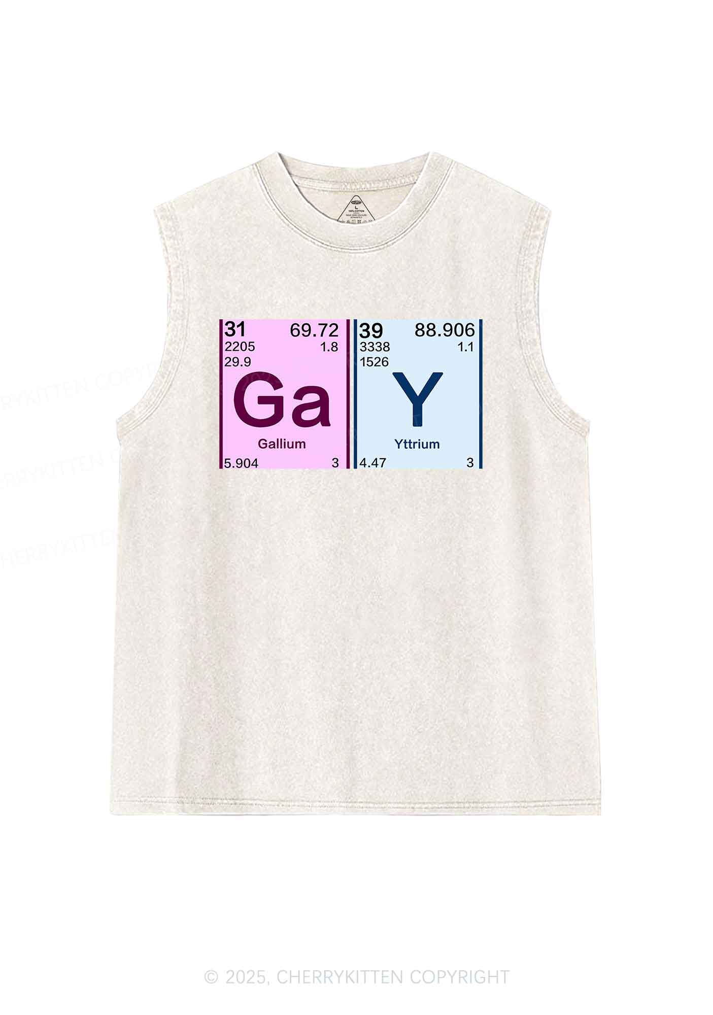 Gay Periodic Table Elements Pride Y2K Washed Muscle Tank Cherrykitten - Image 4