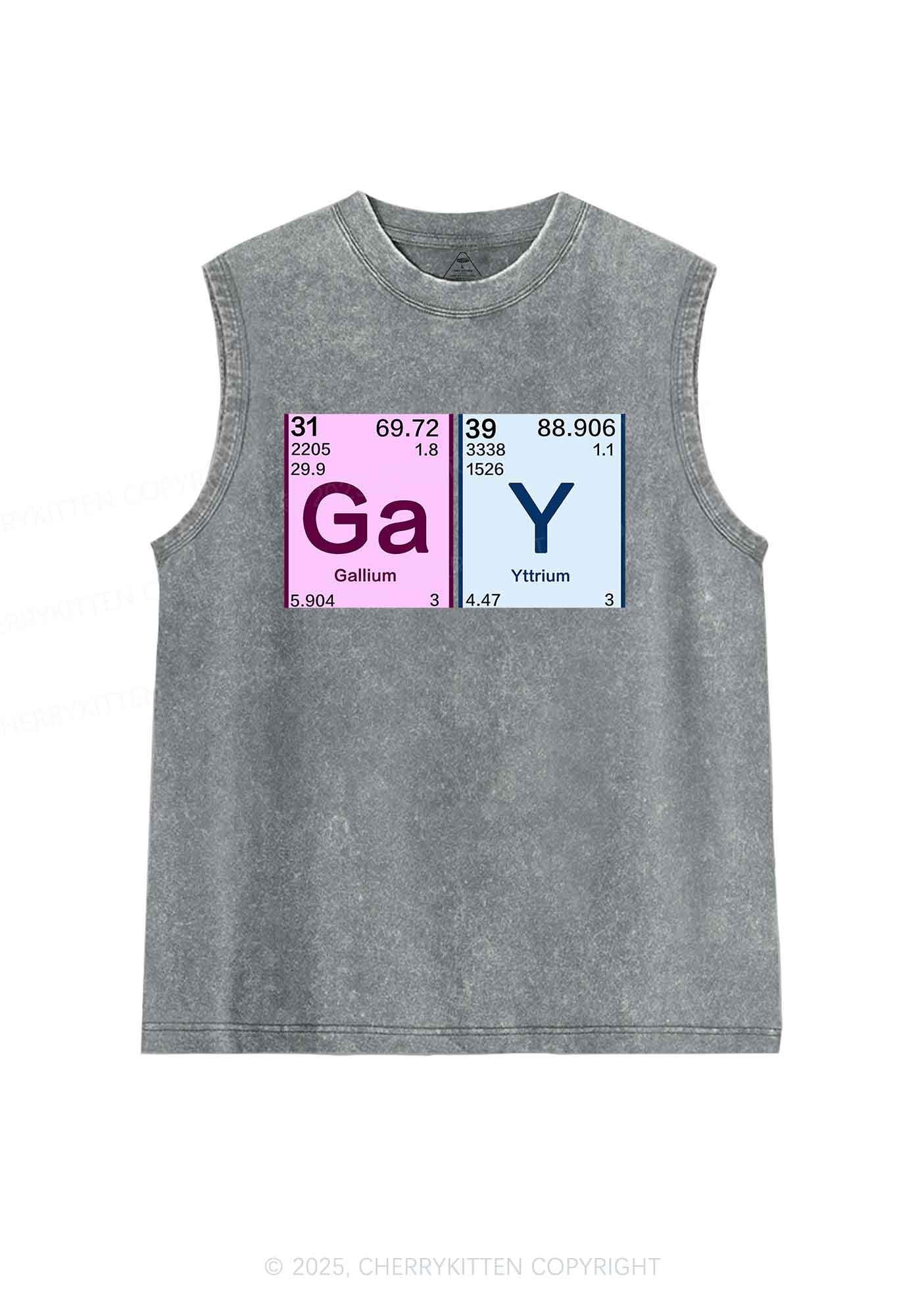 Gay Periodic Table Elements Pride Y2K Washed Muscle Tank Cherrykitten - Image 6