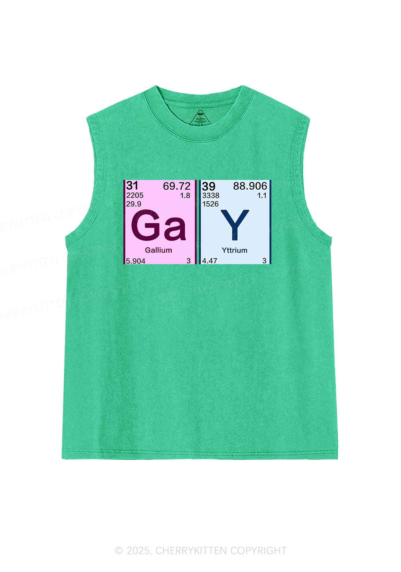 Gay Periodic Table Elements Pride Y2K Washed Muscle Tank Cherrykitten - Image 7