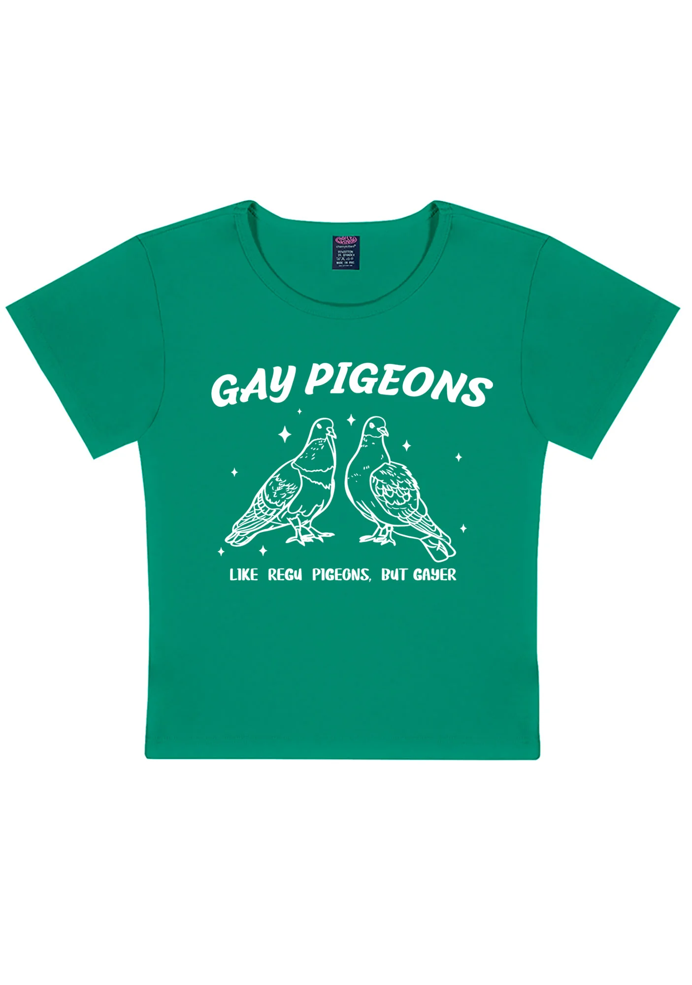 Gay Pigeons Pride Y2K Baby Tee Cherrykitten - Image 10