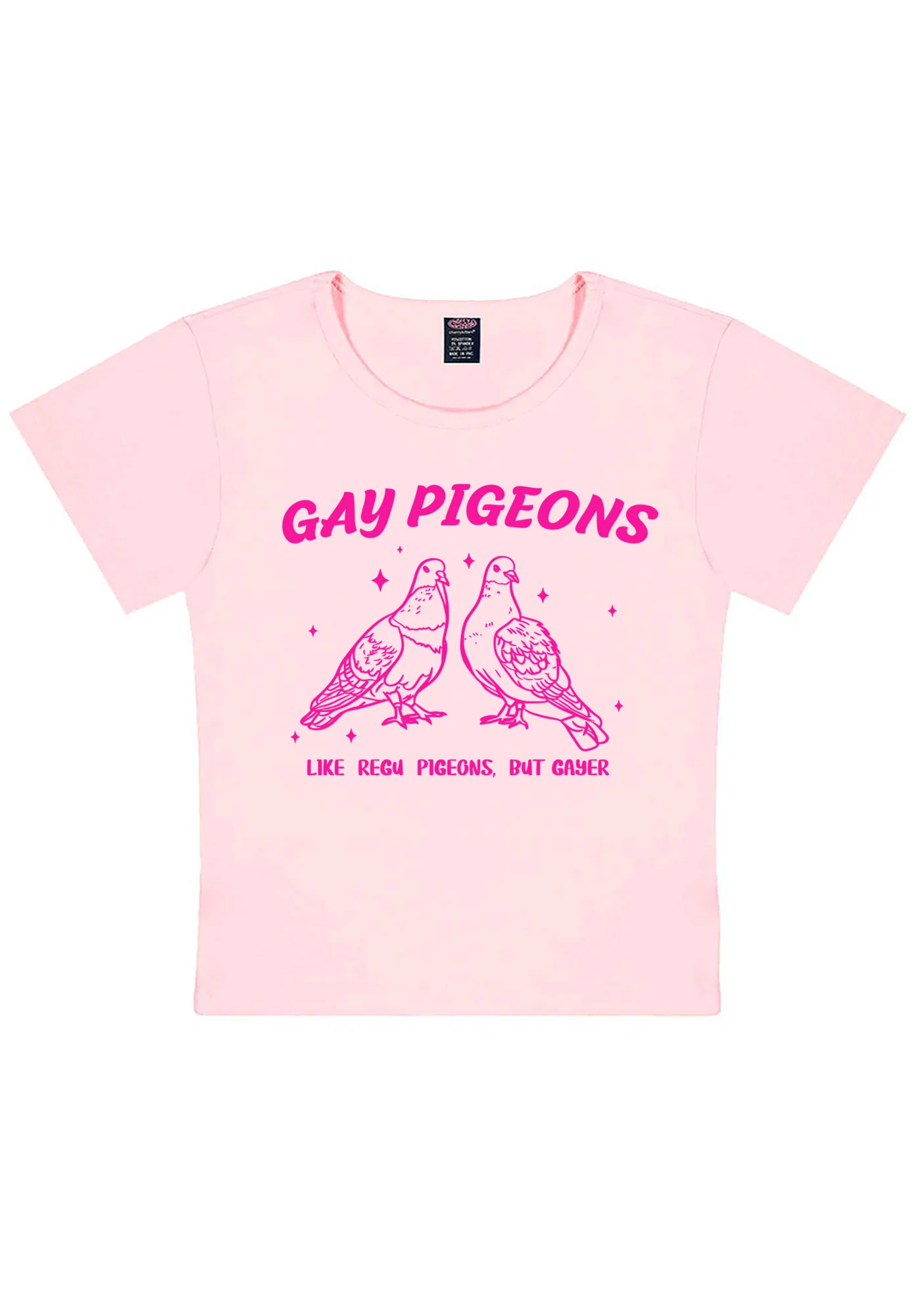 Gay Pigeons Pride Y2K Baby Tee Cherrykitten - Image 11