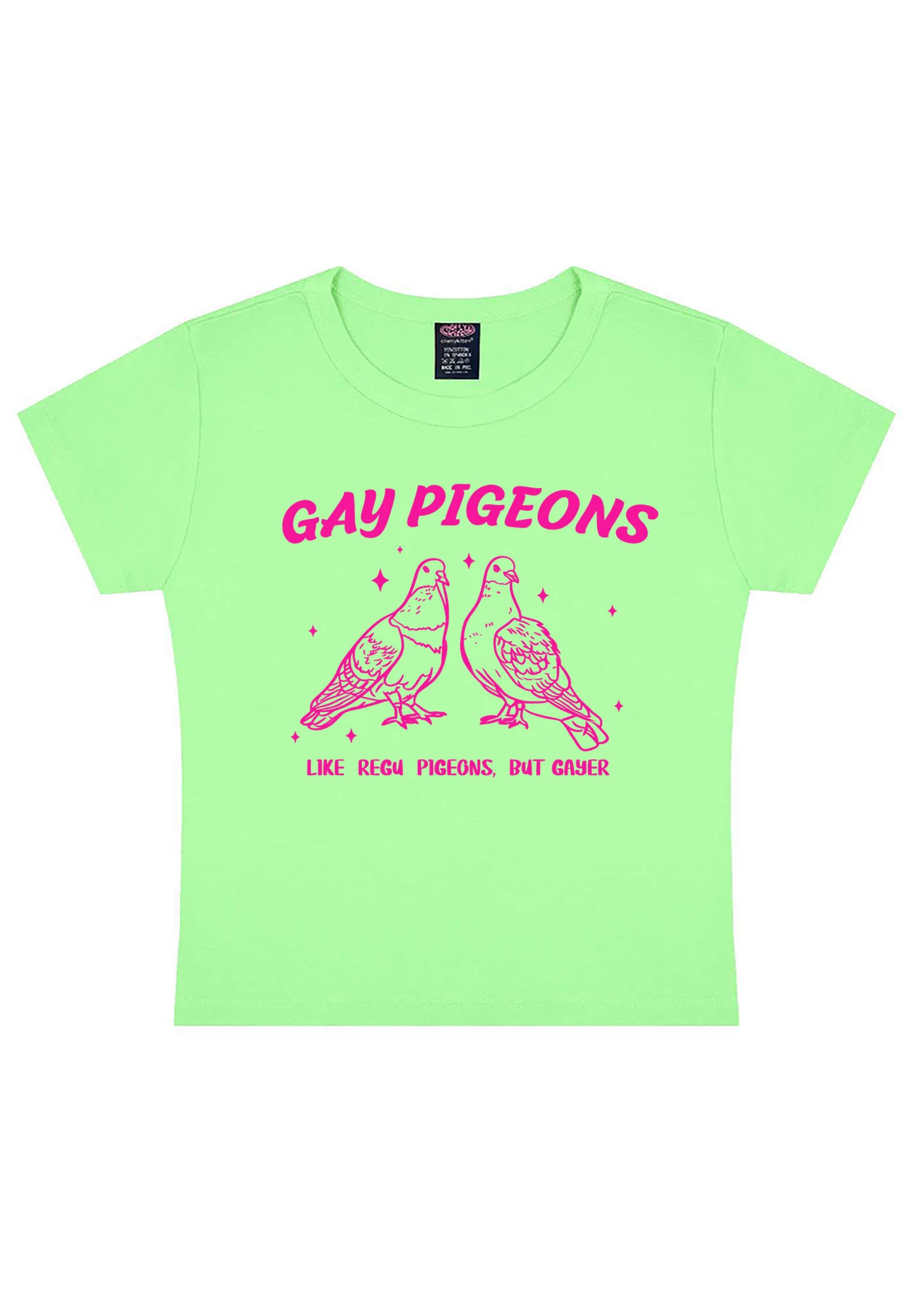 Gay Pigeons Pride Y2K Baby Tee Cherrykitten - Image 12
