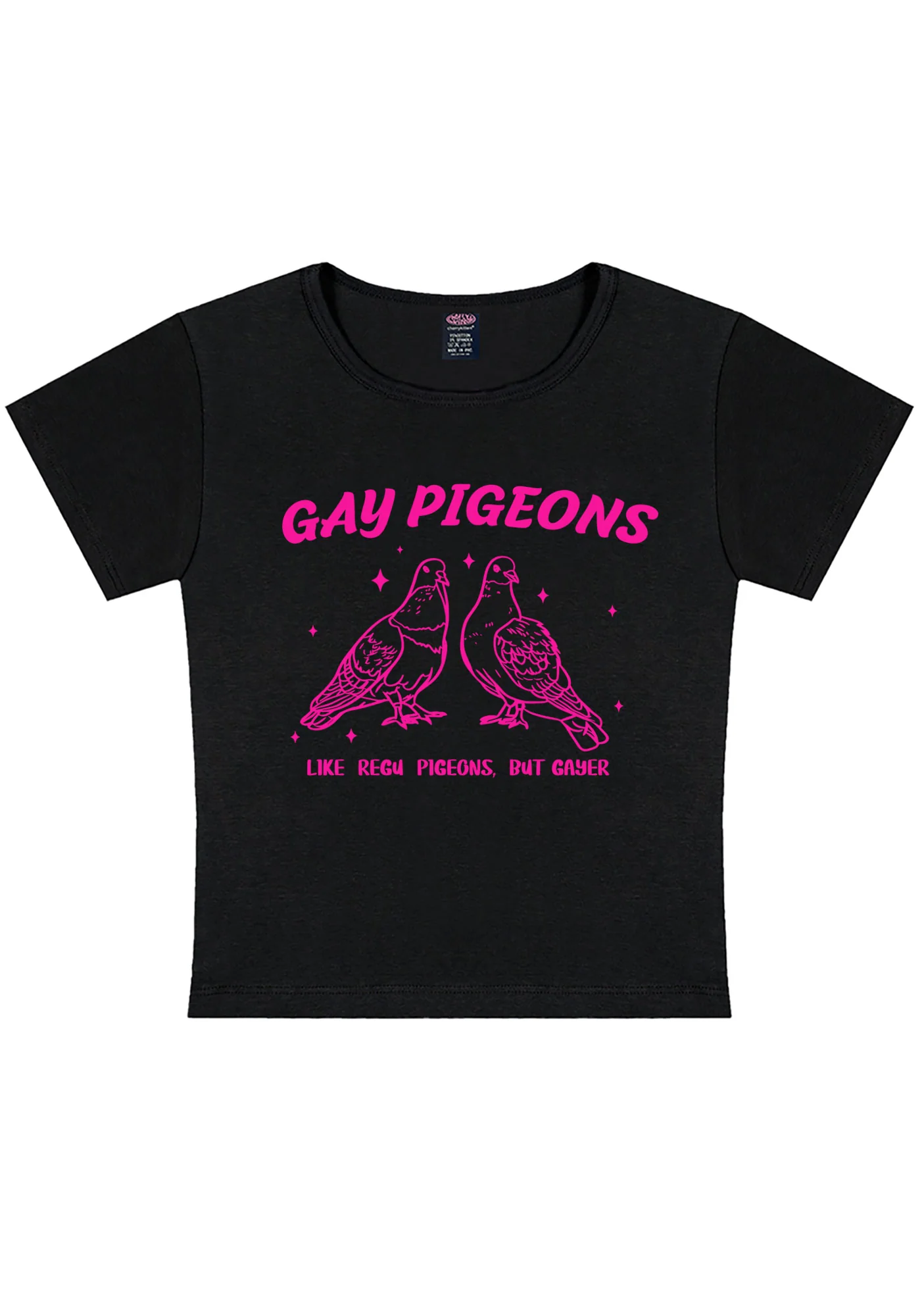 Gay Pigeons Pride Y2K Baby Tee Cherrykitten - Image 3