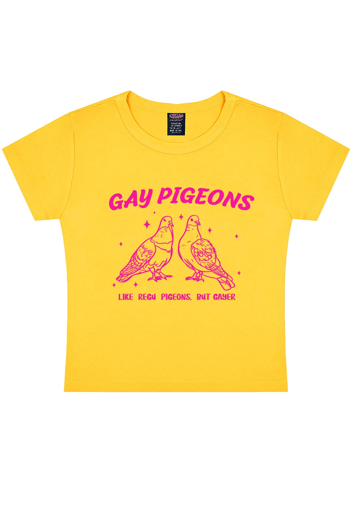 Gay Pigeons Pride Y2K Baby Tee Cherrykitten - Image 4
