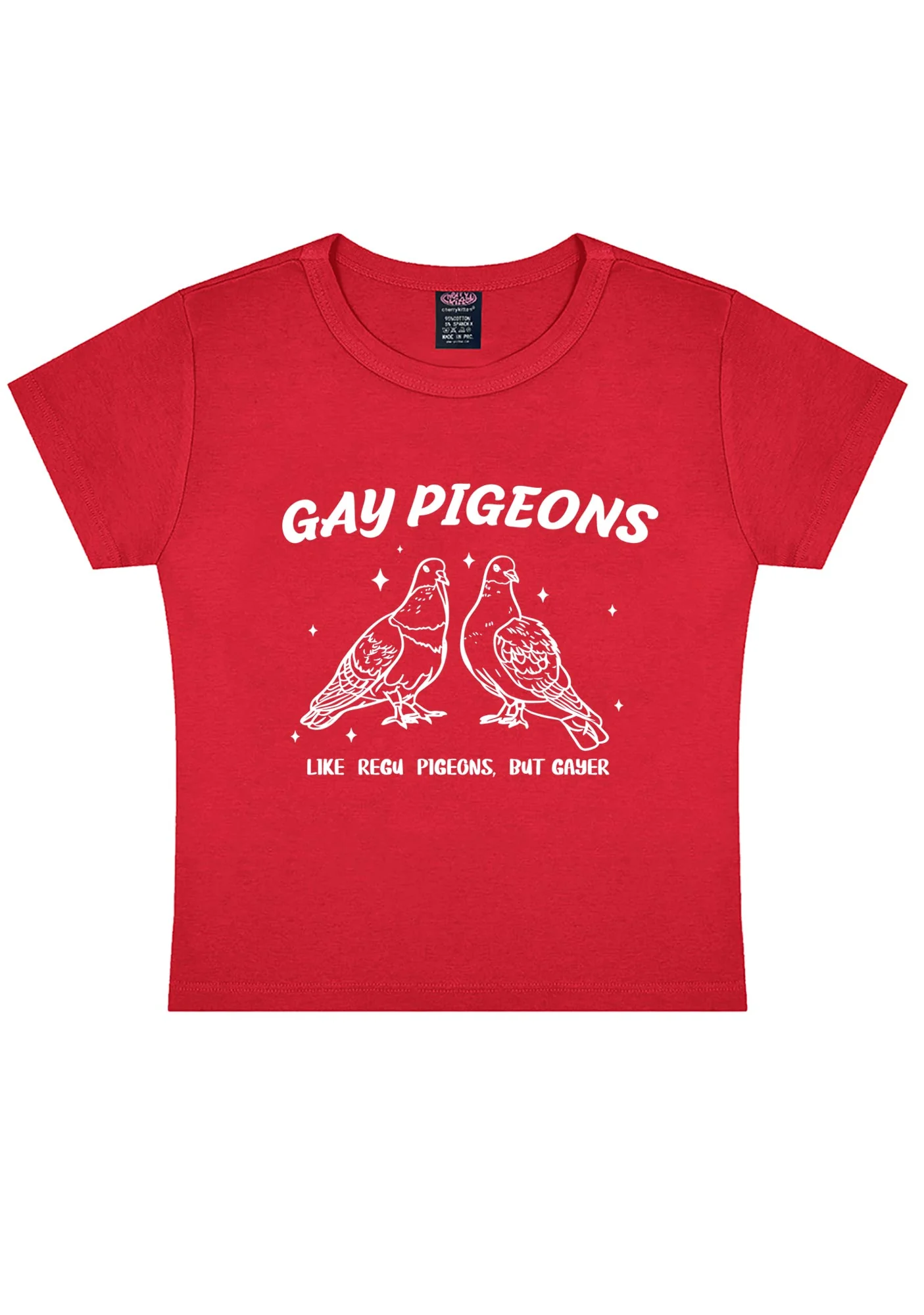 Gay Pigeons Pride Y2K Baby Tee Cherrykitten - Image 5