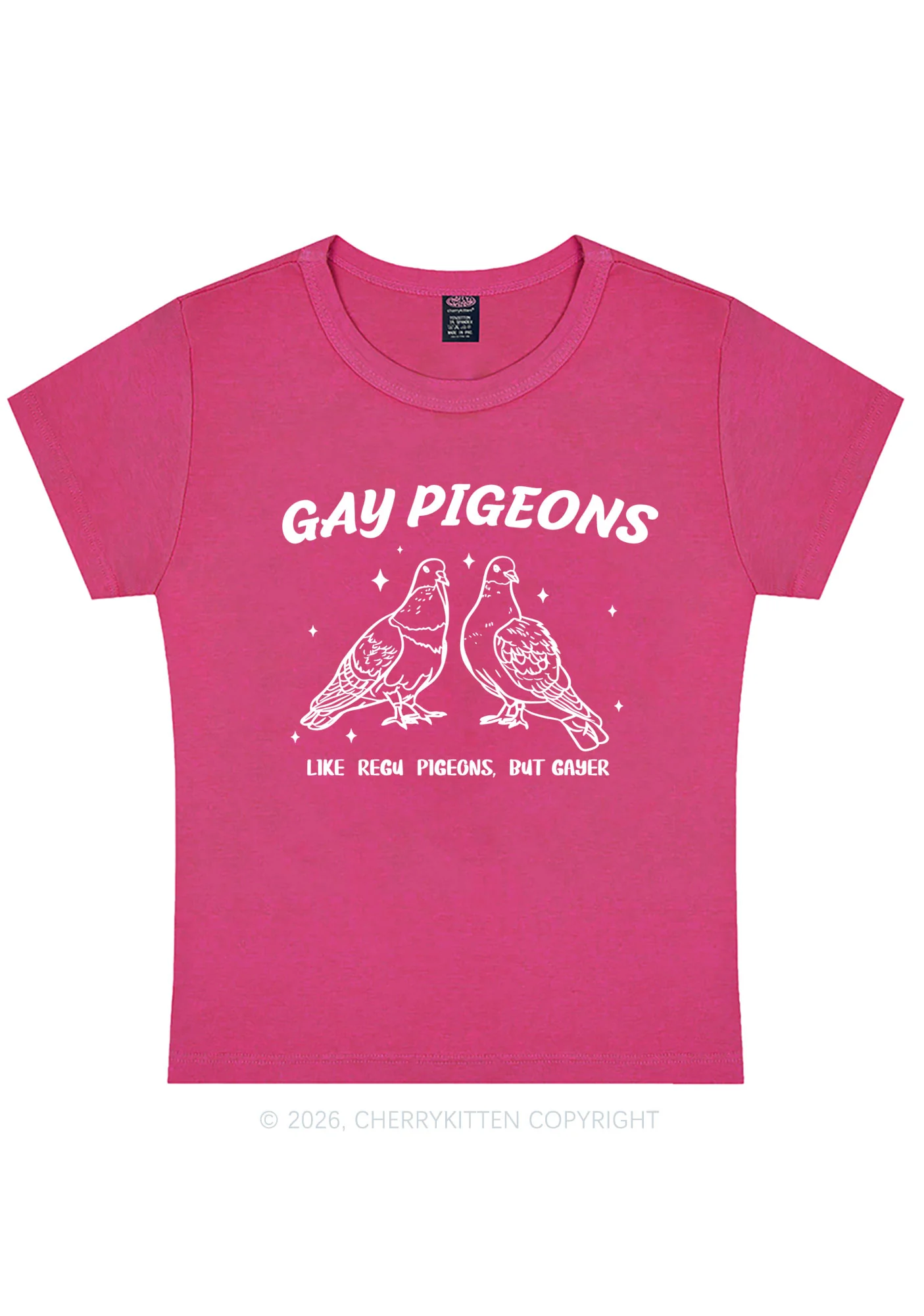 Gay Pigeons Pride Y2K Baby Tee Cherrykitten - Image 6